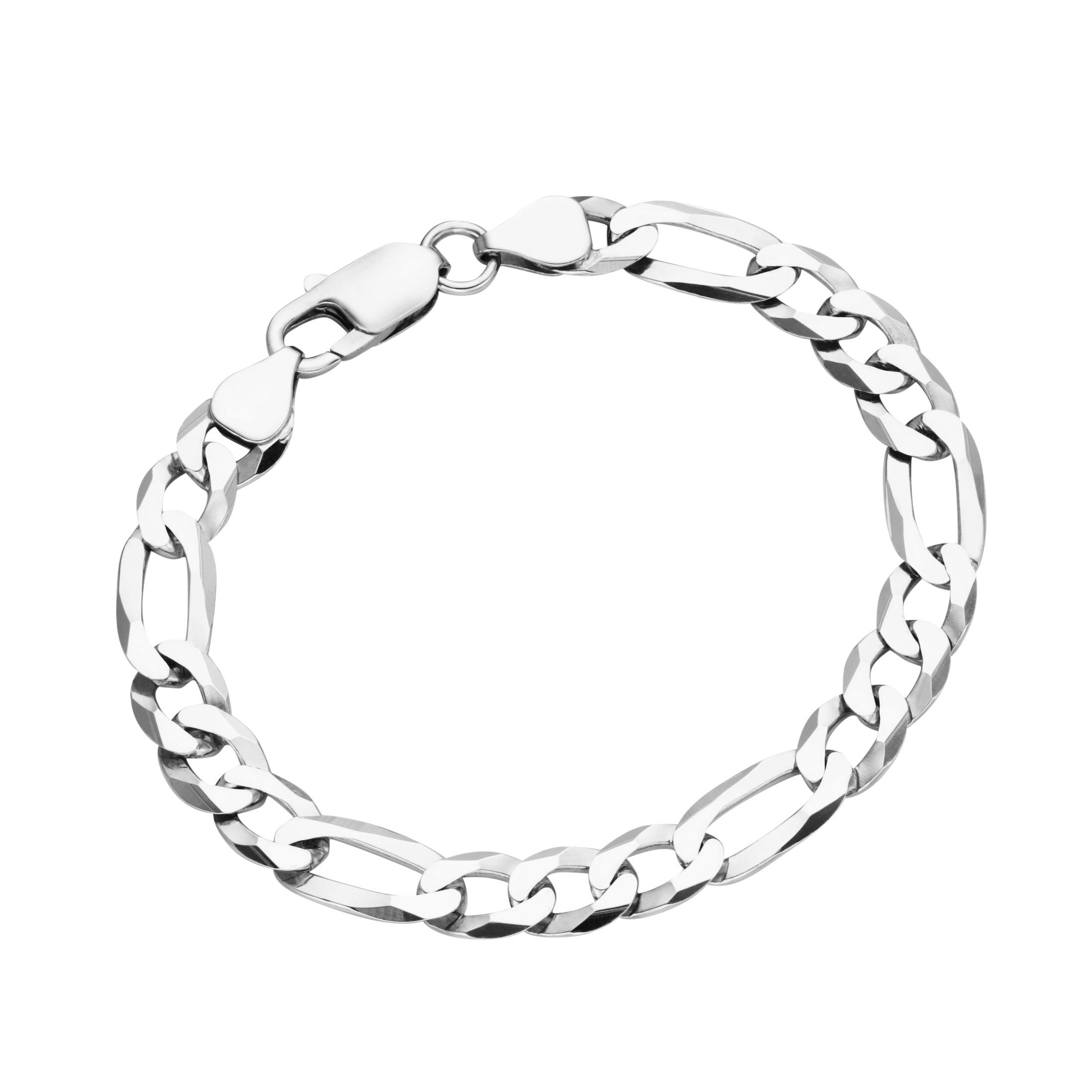 Smart Jewel Armband Figarokette 3/1 diamantiert, massiv, Silber 925,  Figarokette 3/1 diamantiert, massiv