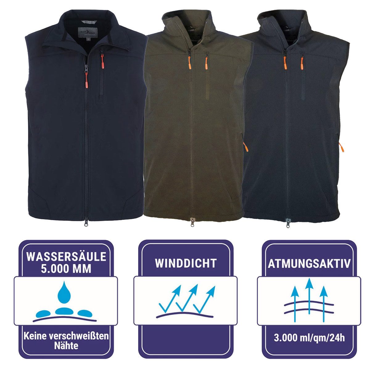 Blue Wave Softshellweste Herren Outdoor-Weste Bernd günstig online kaufen
