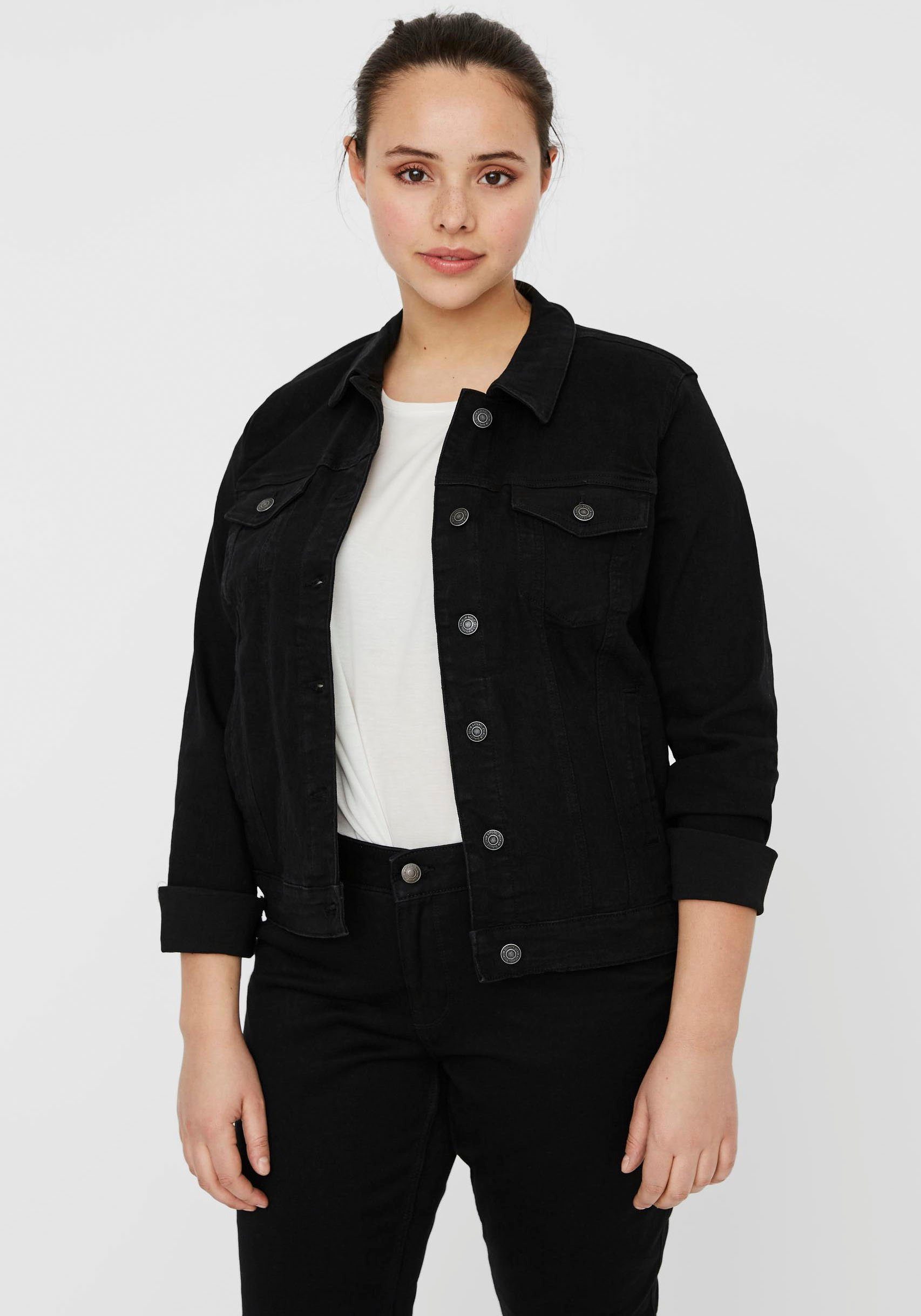 Vero Moda Curve Jeansjacke VMRUNA LS SLIM DNM JCK MIX GA CUR NOOS Black