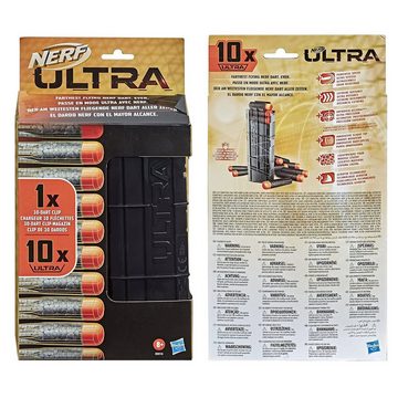 Hasbro Blaster Nachfüllpack 10 Ultra Darts mit Magazin, Nachfüllpack mit 10 Nerf Ultra Darts und Ultra Clip in coolem schwarz