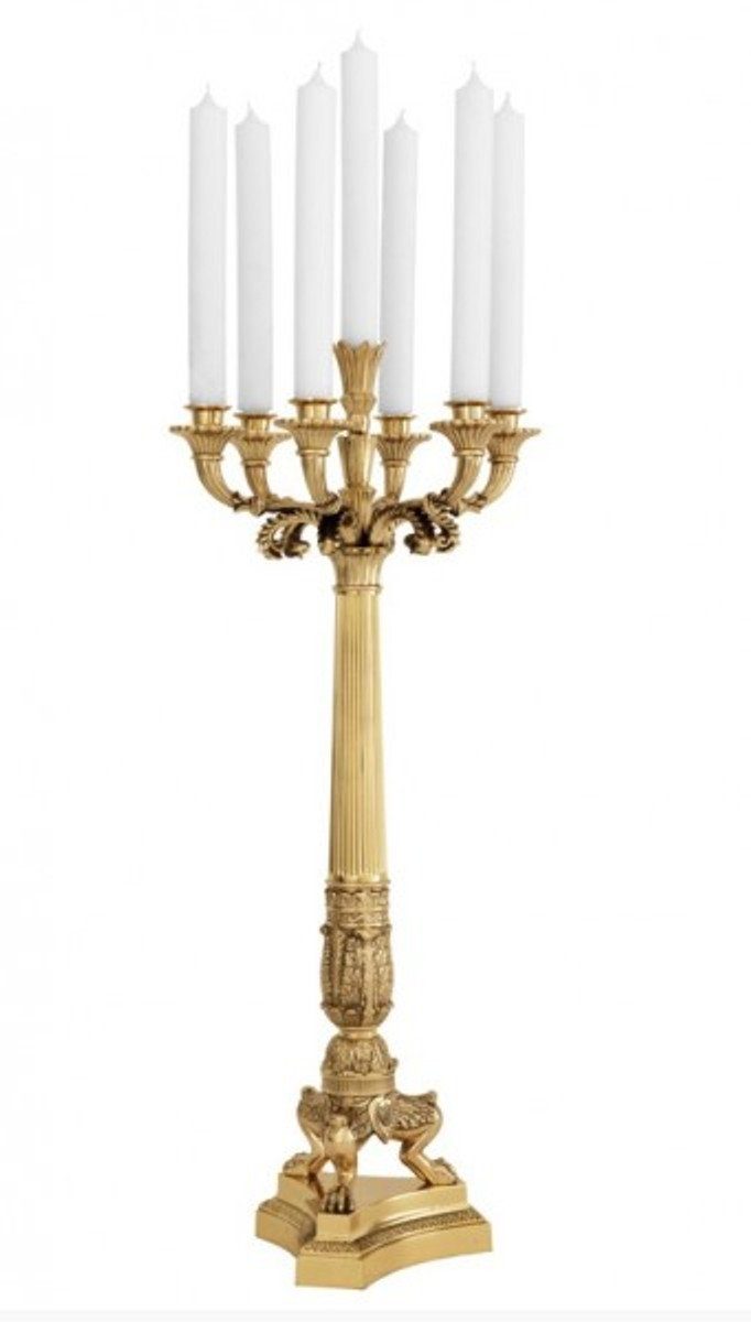 Casa Padrino Kerzenständer Massiver Luxus Kerzenständer Antikstil Messing poliert 79 x 30 cm - Kerzenhalter