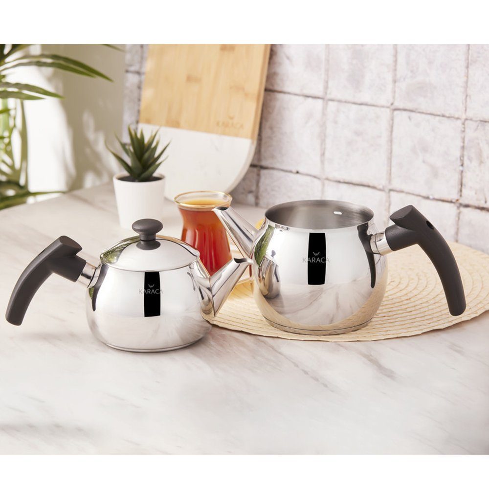 Karaca Teekanne Karaca Adelya Mini Edelstahl-Teekannen-Set, 1.75L, Induktionsgeeignet