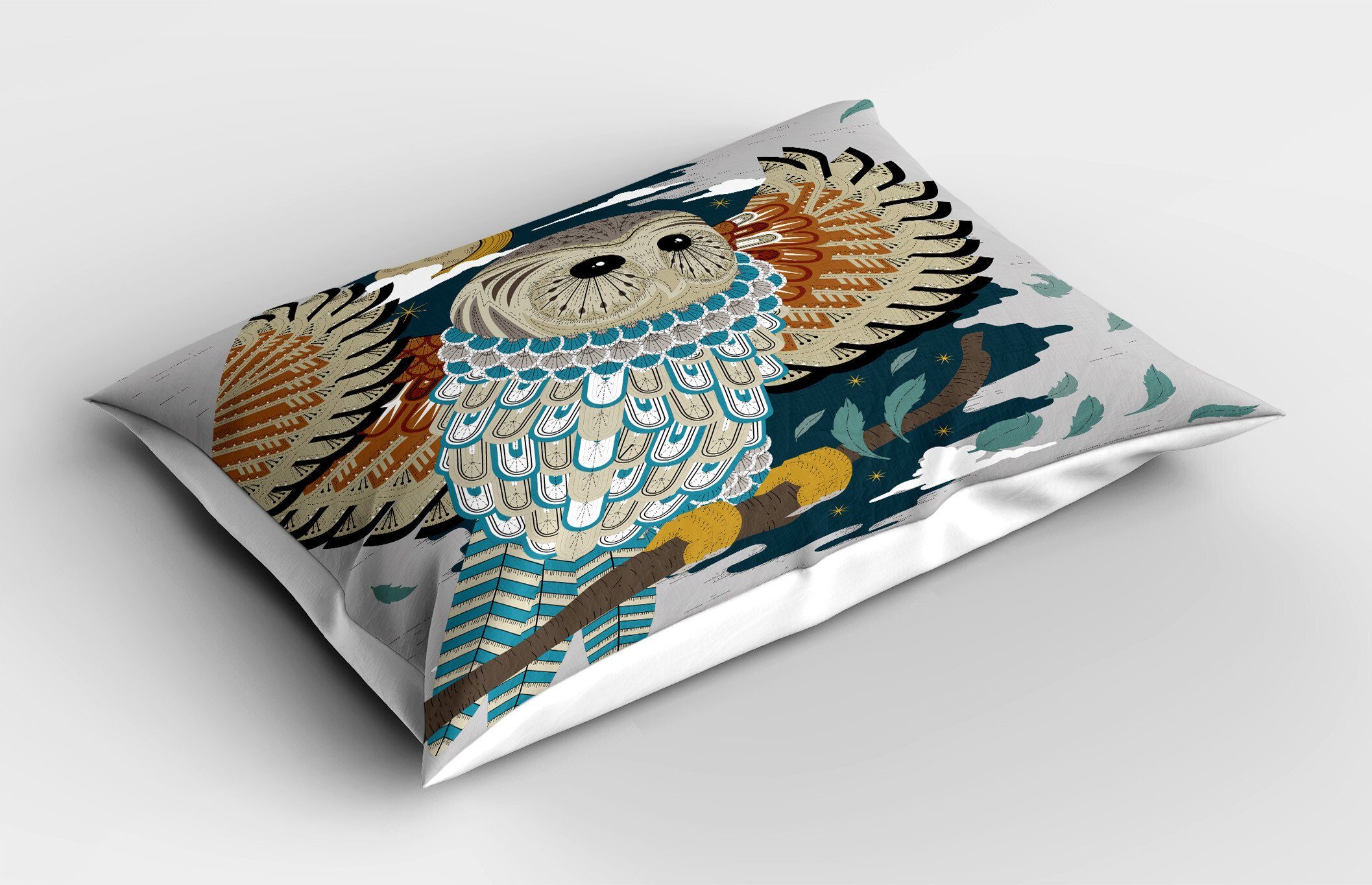 Kissenbezüge Dekorativer Queen Size Gedruckter Kopfkissenbezug, Abakuhaus (1 Stück), Eulen Vogel-Flügel Mond Motive