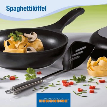 EUROHOME Nudellöffel Edelstahl Spaghettilöffel CARMEN mit Silikonkante - Rostfrei, Spaghettiheber - Spaghettikelle aufhängbar