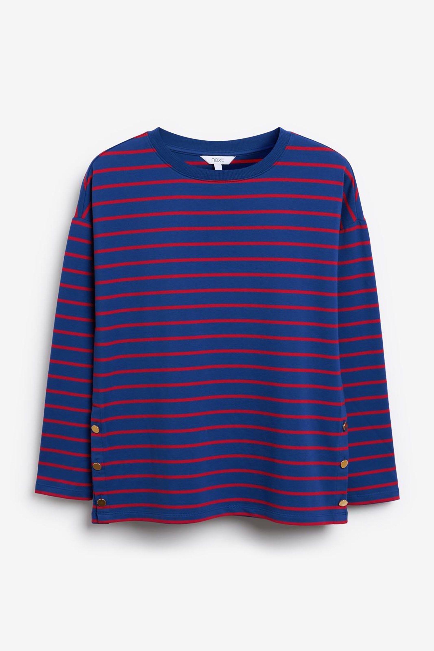 Damen Pullover Next Sweatshirt Gestreiftes Sweatshirt mit Knöpfen