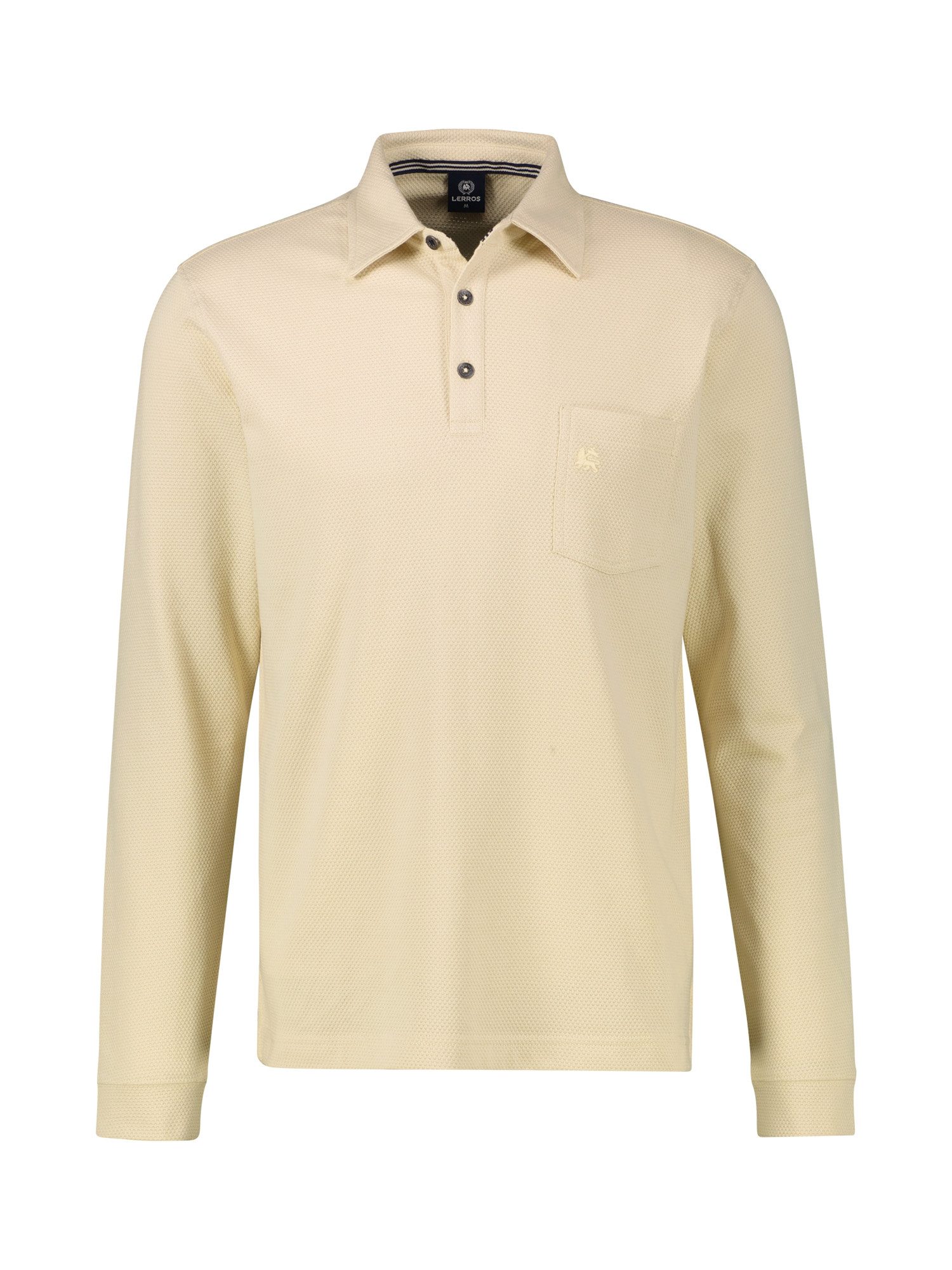 Langarm-Poloshirt Herren-Langarmpolo in Waffeloptik