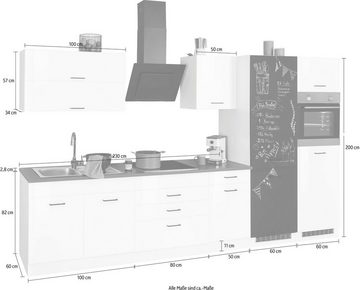 HELD MÖBEL Küchenzeile Trier, mit E-Geräten, Breite 350 cm