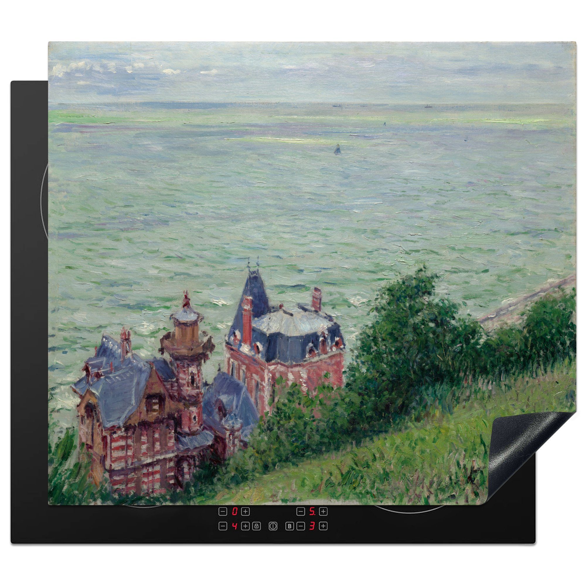 MuchoWow Herdblende-/Abdeckplatte Villen in Trouville - Gemälde von Gustave Caillebotte, Vinyl, (1 tlg), 60x52 cm, Mobile Arbeitsfläche nutzbar, Ceranfeldabdeckung