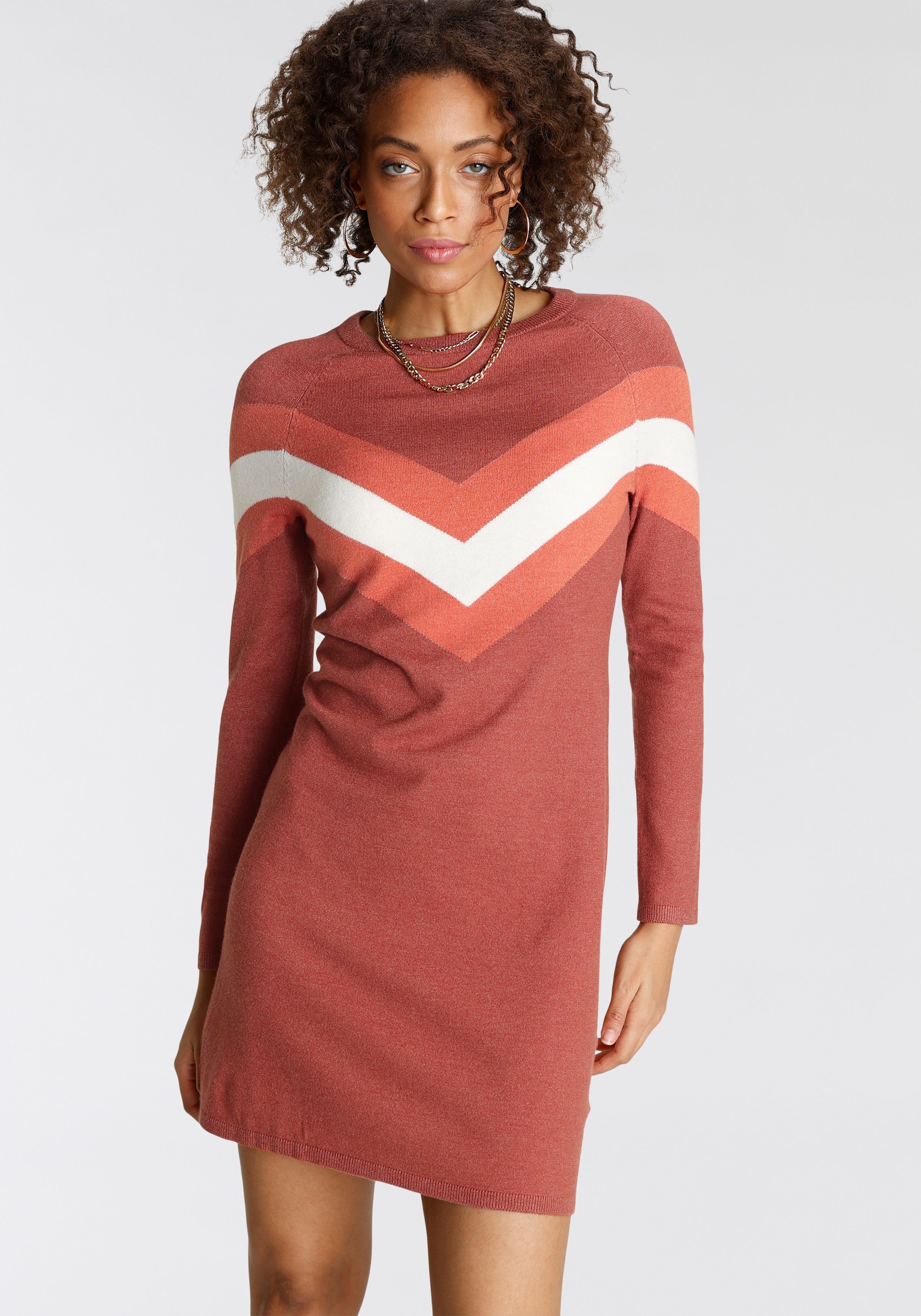 rost (Kleid Material) mit Tamaris aus nachhaltigem Strickkleid Streifen-Muster melange