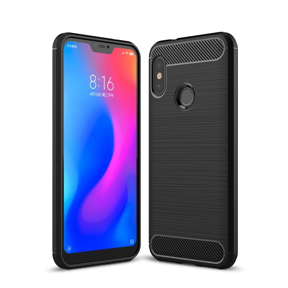 CoverKingz Handyhülle Xiaomi Mi A2 Lite Handyhülle Silikon Case Handytasche  Carbonfarben, Carbon Look Brushed Design