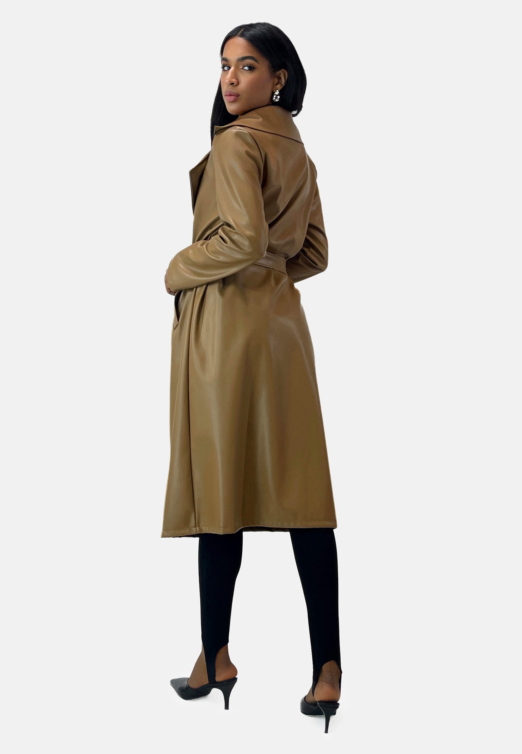 Elara Lederimitatmantel Elara Damen Trenchcoat (1-tlg) günstig online kaufen