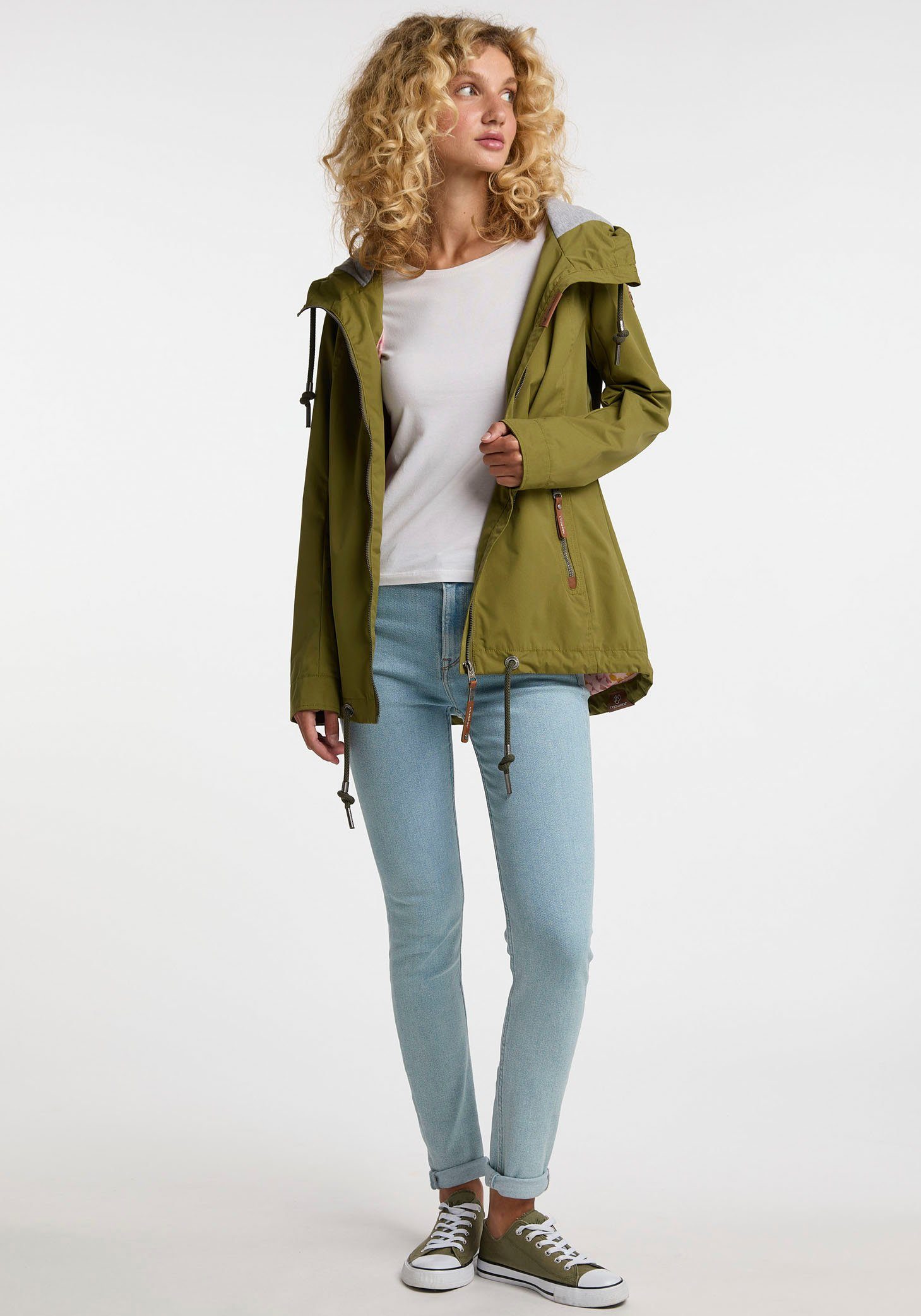 Funktionsjacke stylische Olive Plus mit Kapuze PLUS ZUZKA Ragwear Übergangs-Outdoorjacke