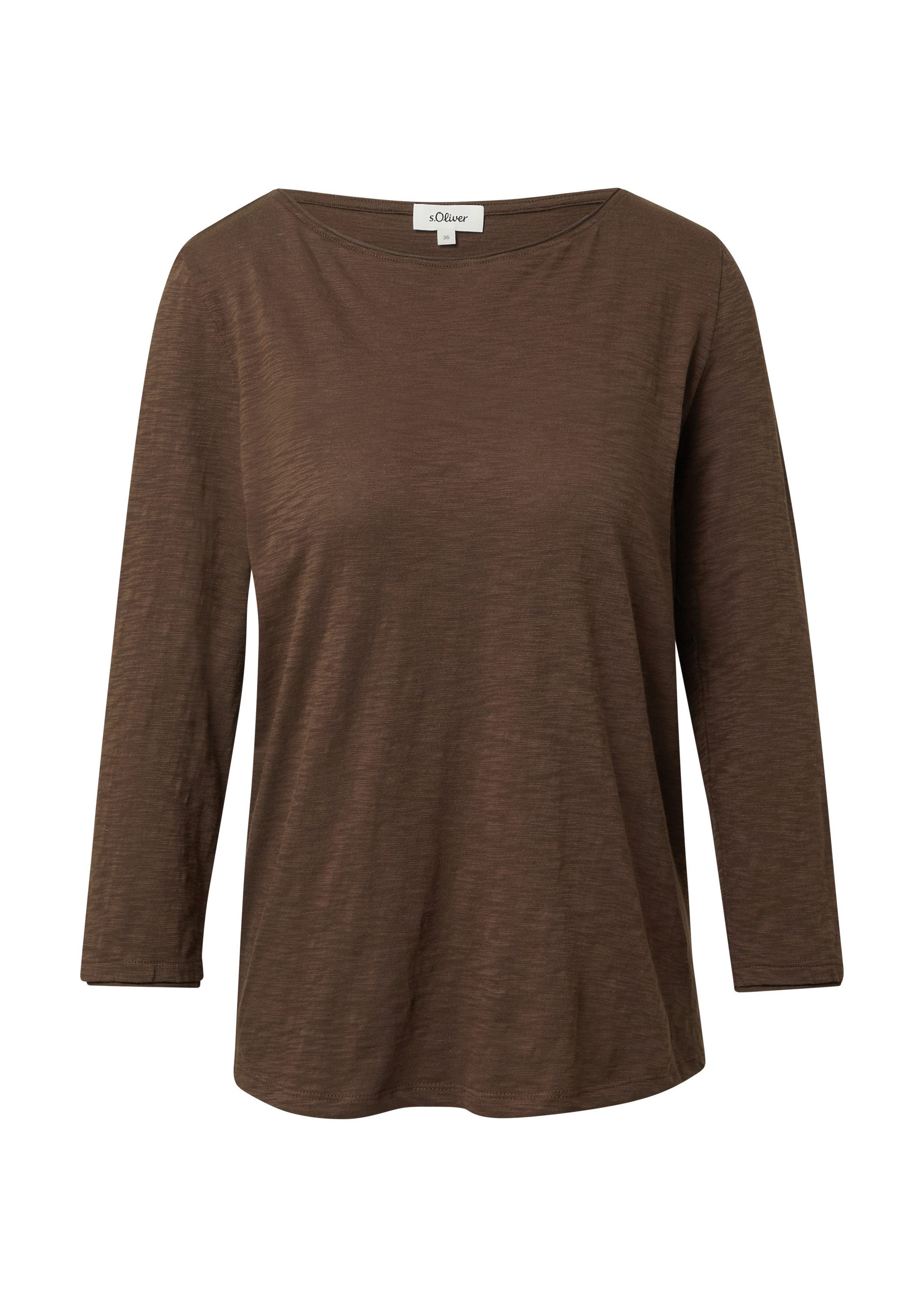 s.Oliver 3/4-Arm-Shirt T-Shirt T-Shirt mit Flammgarnstruktur und Rollkante günstig online kaufen