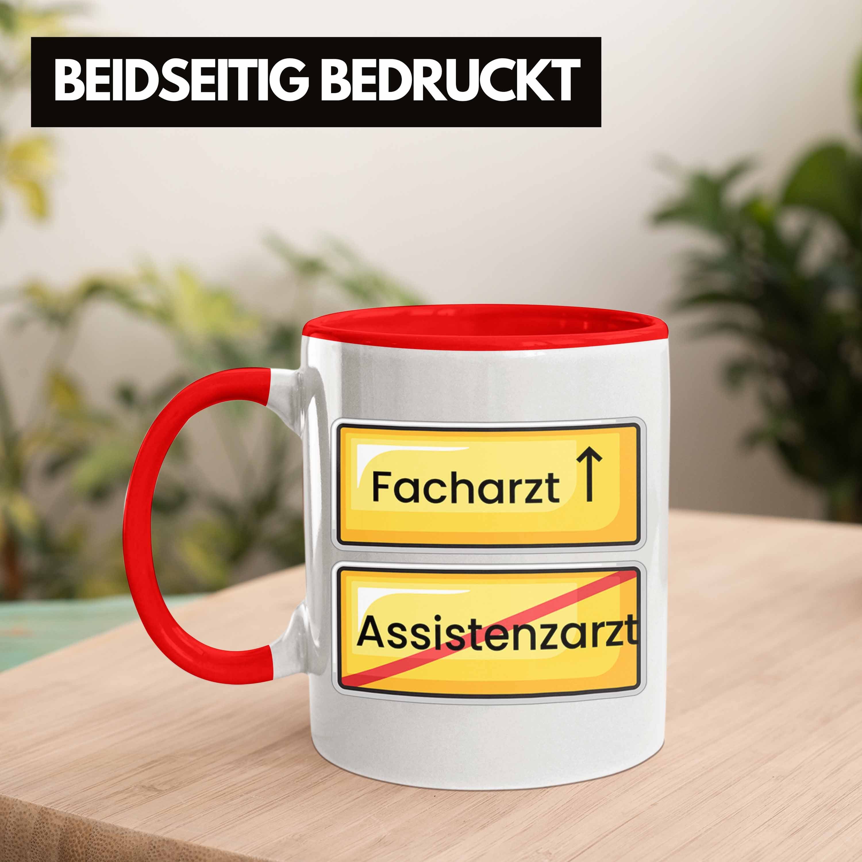 Trendation Tasse Endlich Tasse Bestanden Facharzt Assistenzarzt Geschenk Prüfung Kaffee Rot