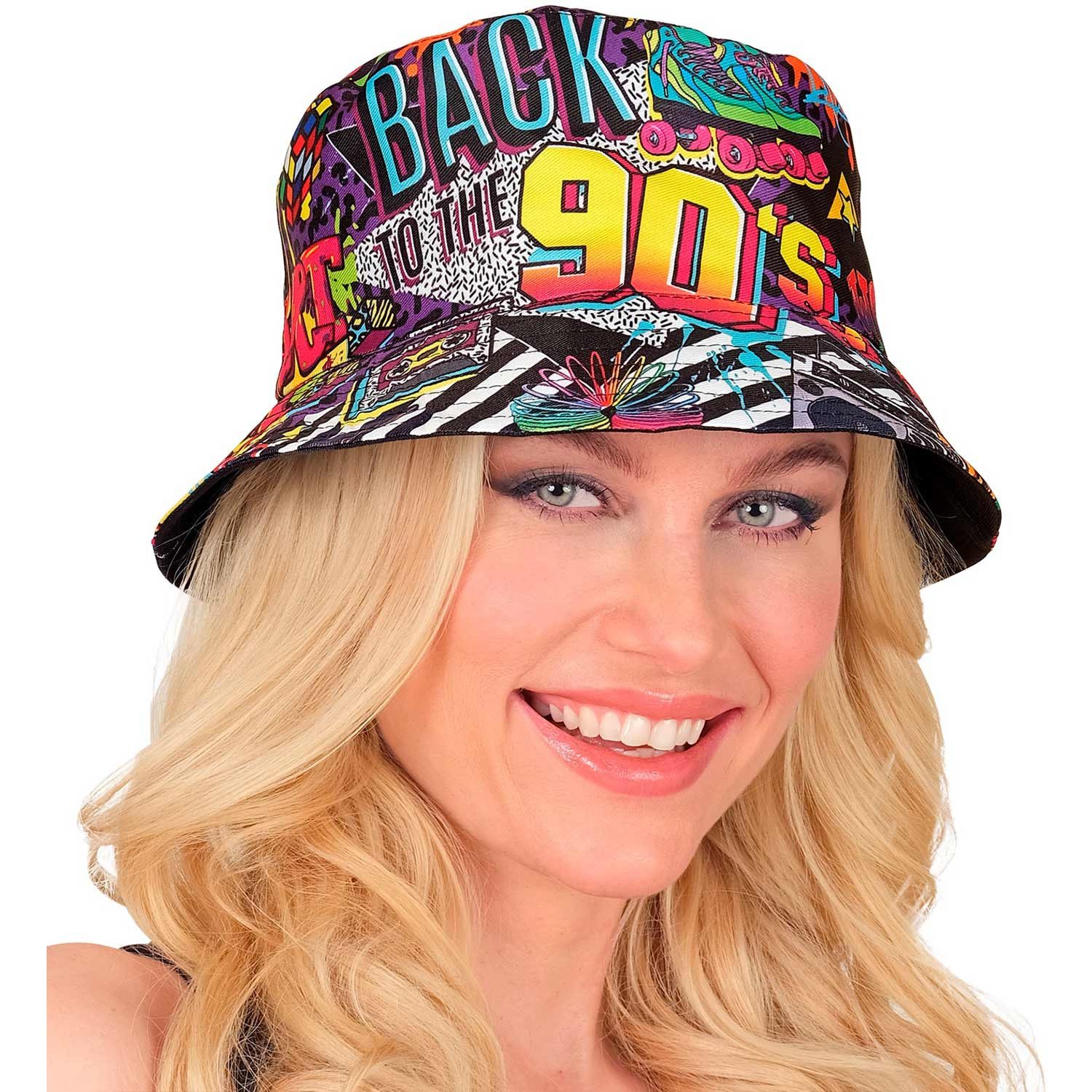 Widmann S.r.l. Kostüm 90er Jahre HIP HOP Anglerhut 90*s, Schwarz Bunt