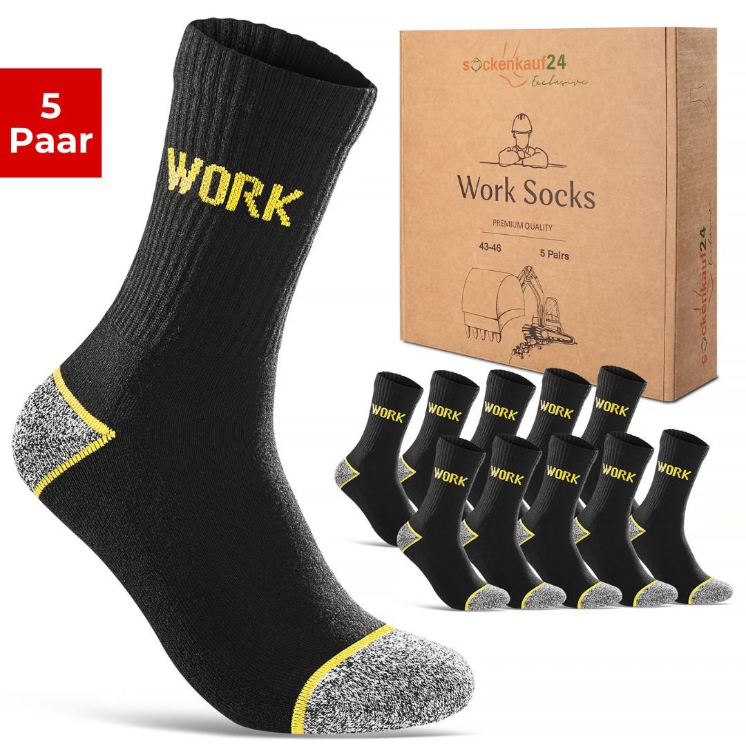 Arbeitssocken Herren WORK Socken verstärkte Ferse & Fußspitze, gepolsterte Sohle
