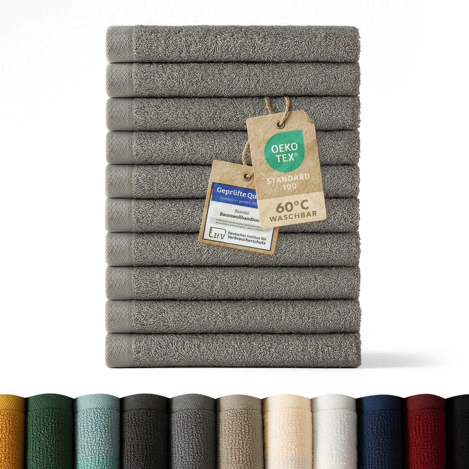 Blumtal Gästehandtücher Premium 30x30cm oder 30x50cm weich und saugstark, Frottee (10-St), 10er (30x50cm), 12er und 24er Set (30x30cm), 100% Baumwolle