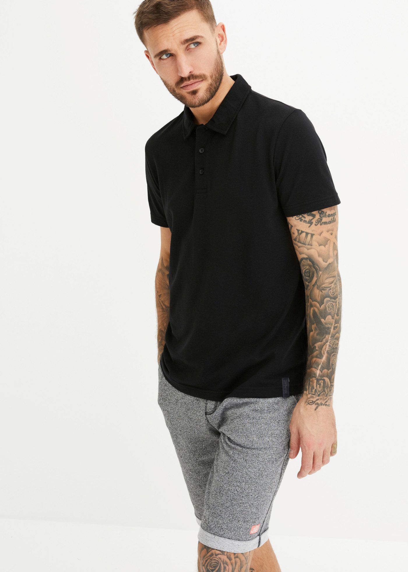 bonprix Poloshirt Basic-Form, Baumwollmischung, Kragen