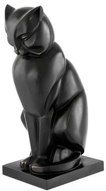 Casa Padrino Dekofigur Luxus Bronzefigur Katze 17,5 x 21 x H. 46 cm - Art Deco Figur
