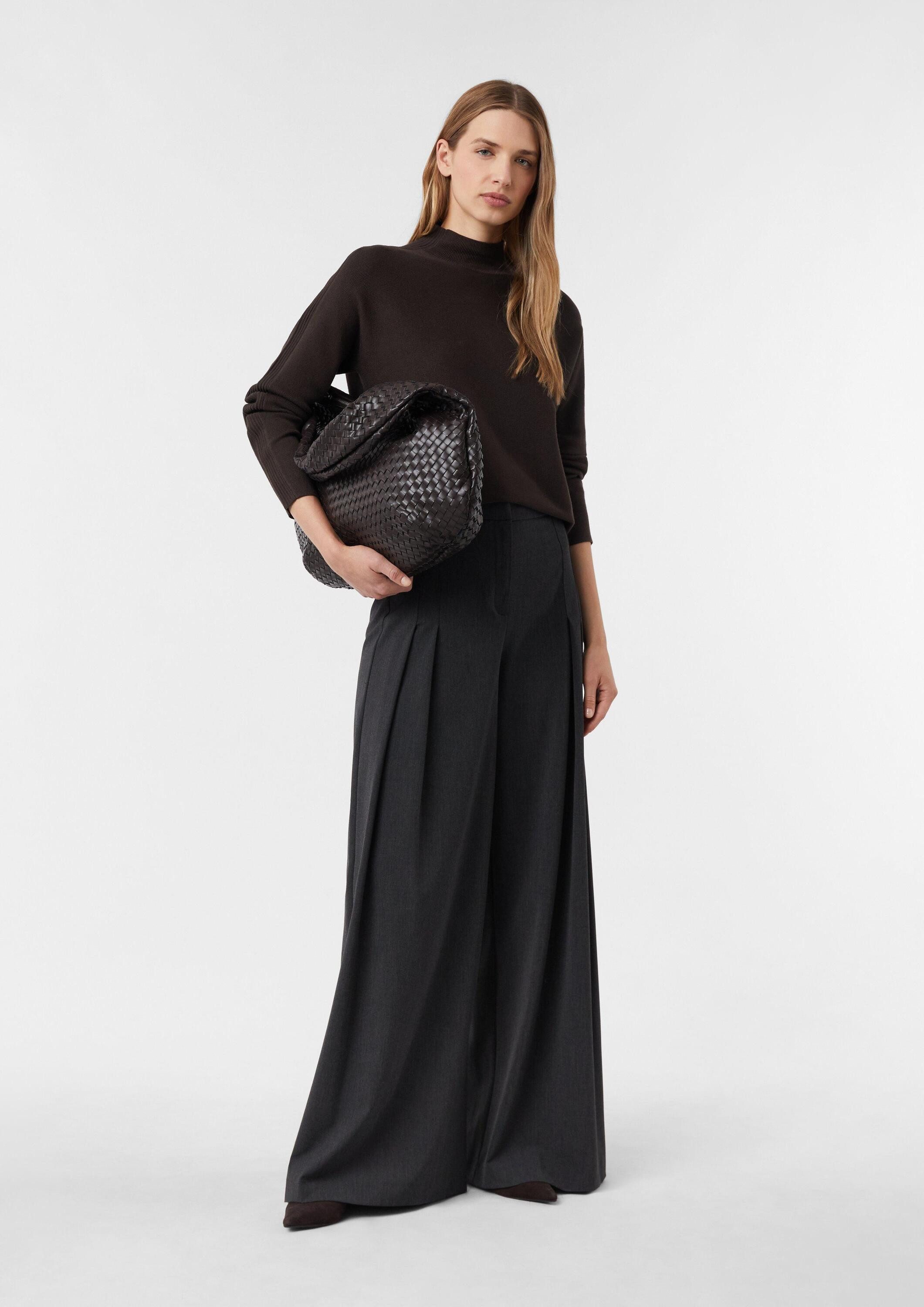 comma Longpullover Strickpullover Viskosestretch-Pullover mit Rippdetails