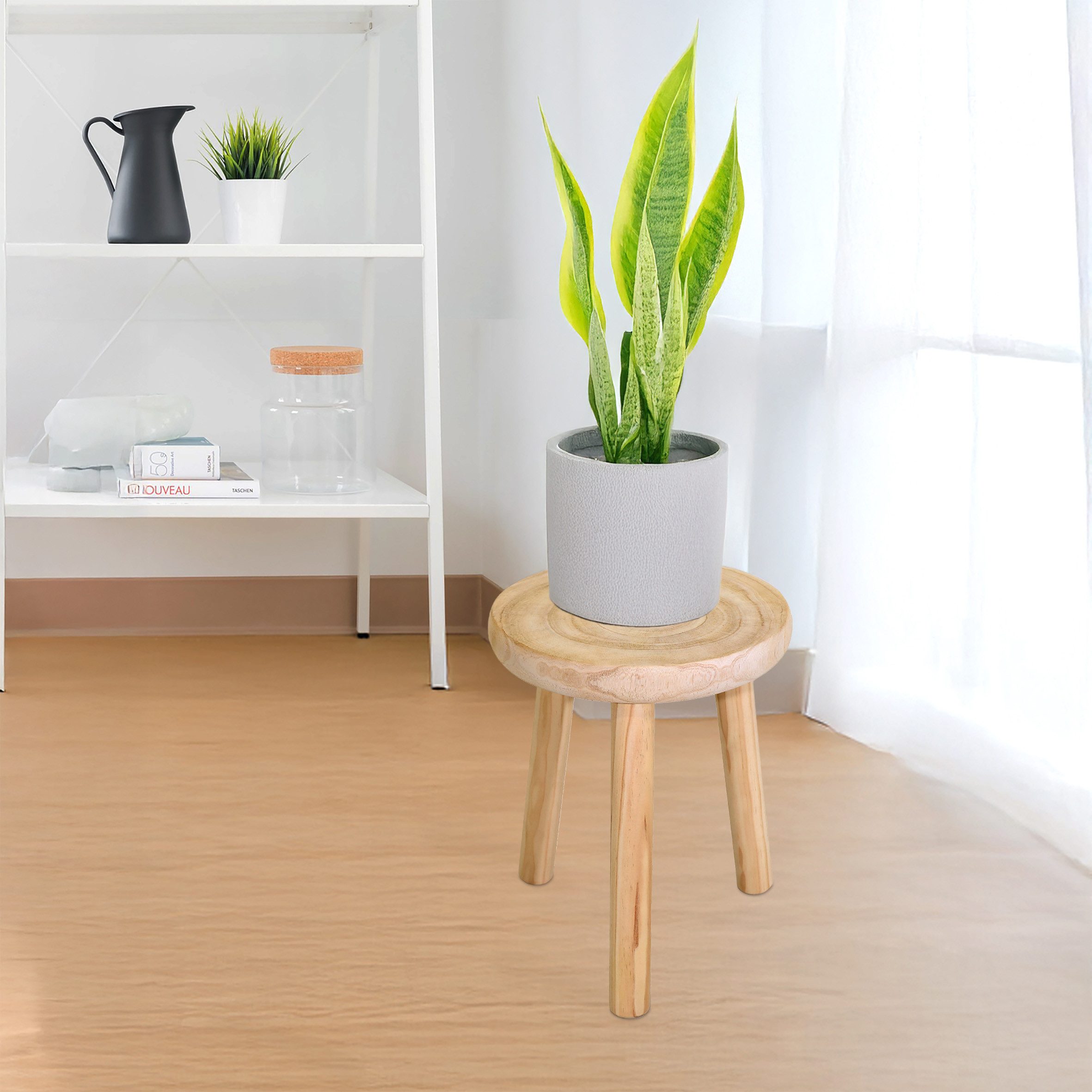 Spetebo Blumenhocker aus Holz mit 3 Beinen - rund naturbelassen (Größe wählbar, 1 St., Ø 30 cm / Ø 35 cm), stabiler Stand auf 3 Beinen