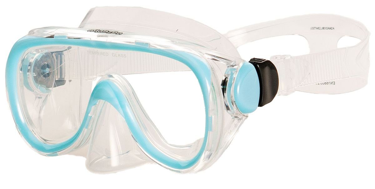 AQUAZON Taucherbrille DOLPHIN, Schnorchelbrille für Kinder 7-12 Jahre, Tempered glas blau Junior