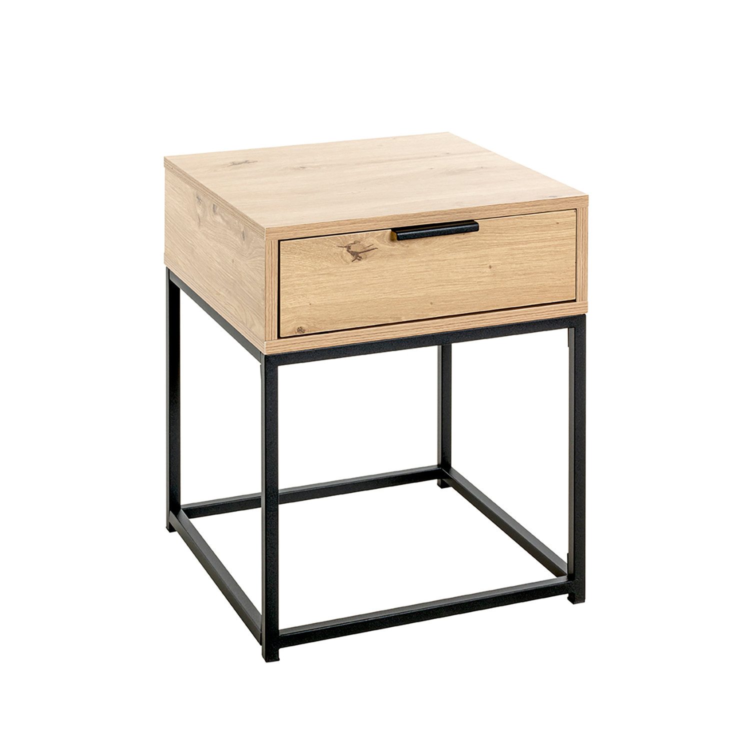 HAKU Konsolentisch Konsole - eiche-schwarz - Metall, Spanplatte - H.50cm x B.40cm (1xKonsole, Beistelltisch - Schminktisch), Wandregal - Ablage - Konsolentisch - Sideboard