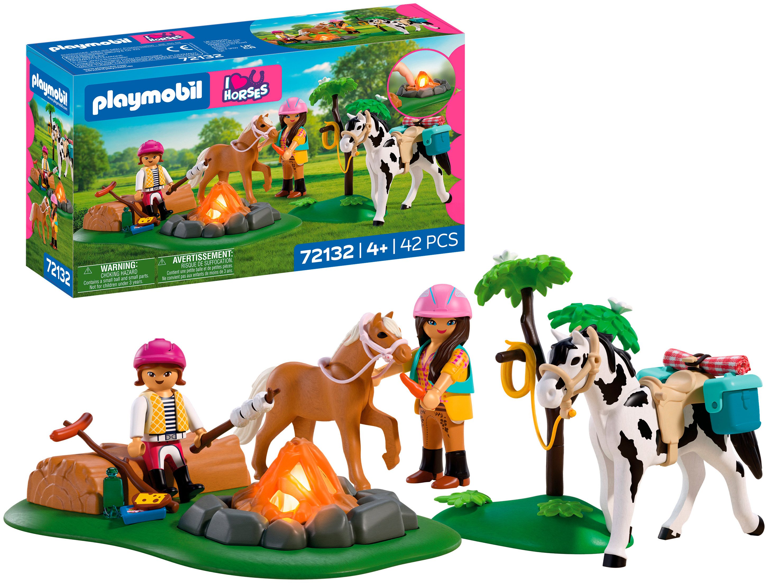 Playmobil® Reitausflug mit Lagerfeuer (72132), I Love Horses Konstruktions-Spielset, (42 St), Made in Europe