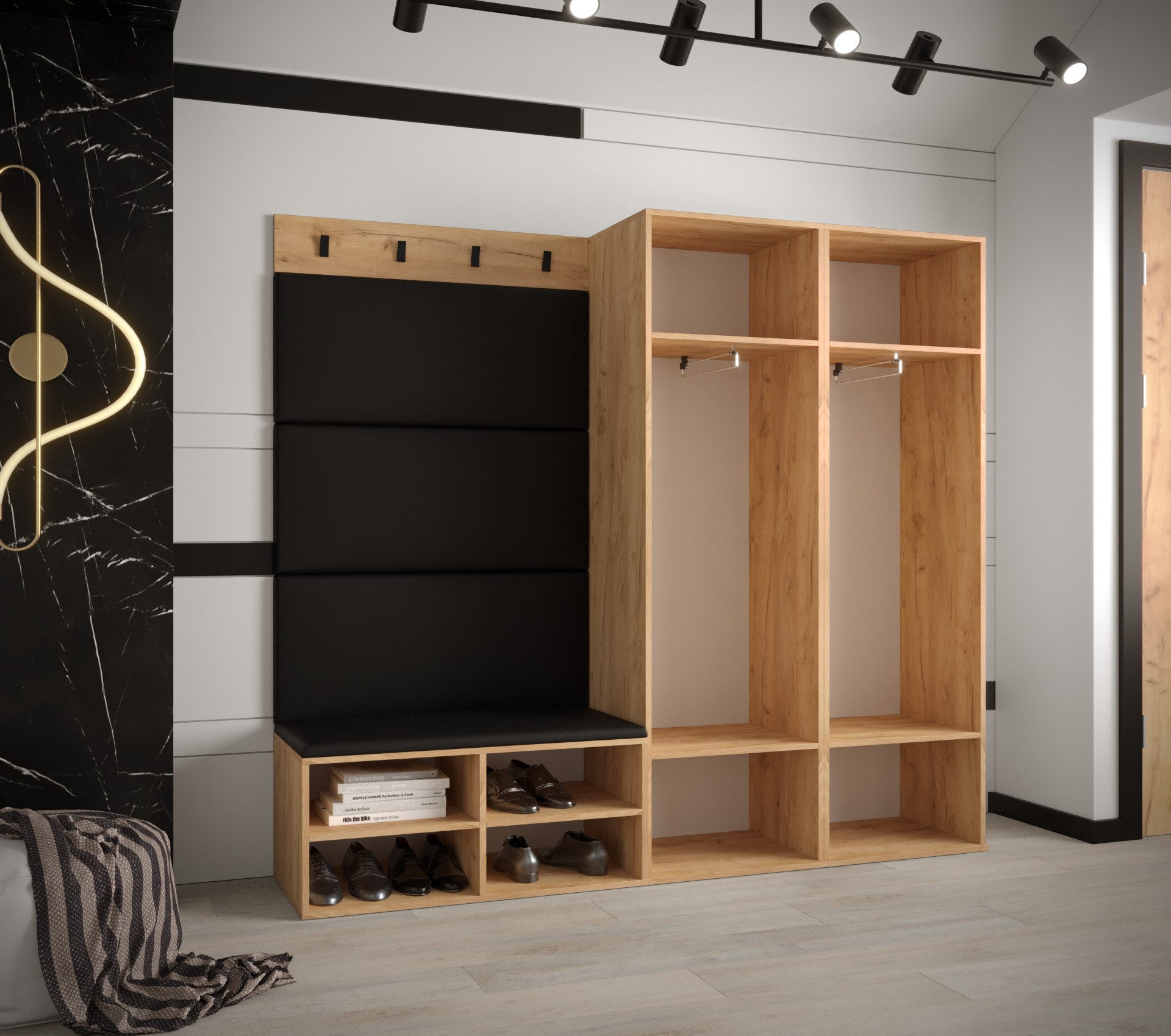 ABIKS MÖBEL Garderoben-Set MIRO Set 5, Garderobe mit gepolsterten Paneelen, Modern Design