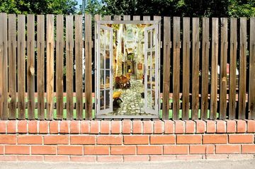 Wallario Sichtschutzzaunmatten Italienische kleine Gasse, mit Fenster-Illusion