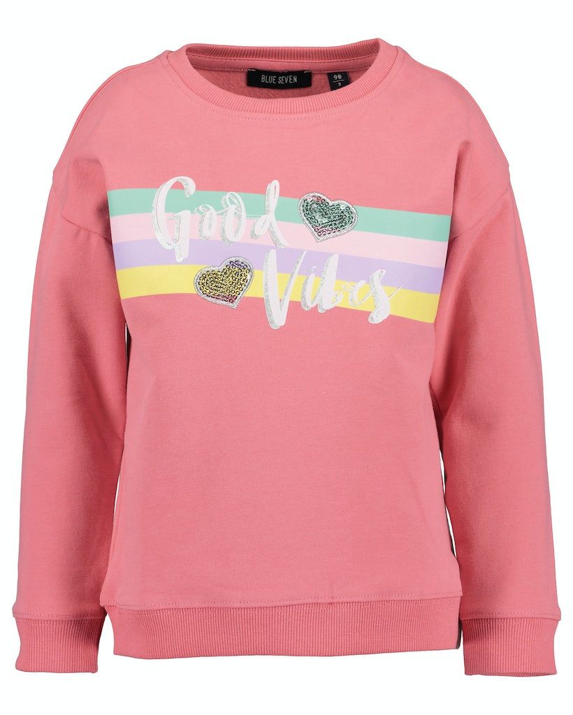 Blue Seven Sweatshirt Blue Seven Mädchen Sweatshirt Pullover Good Vibes angeraut rosa
