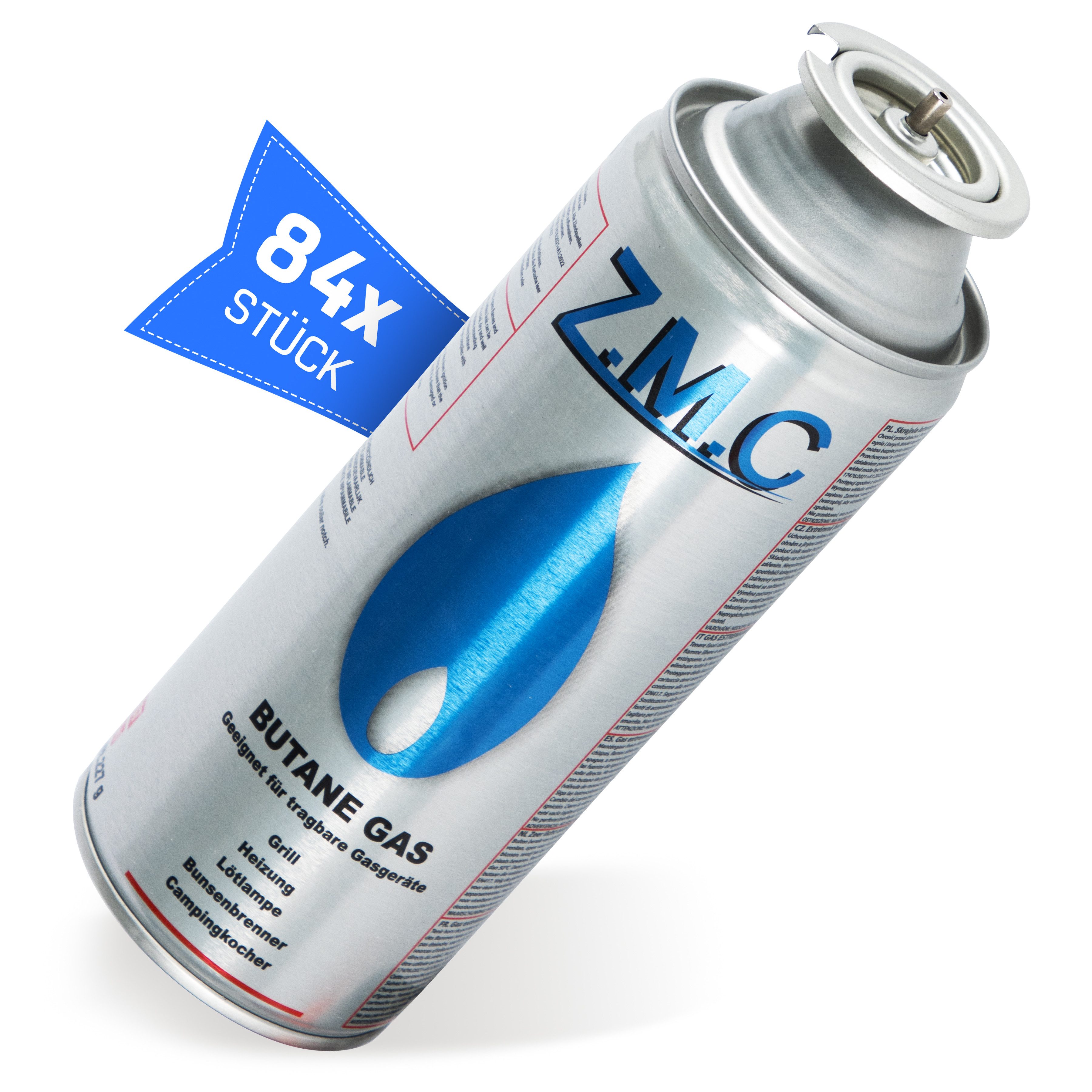 ZMC Gaskartusche Butan Gas Kartusche 227g Butangas Bajonett-Anschluss Gaskartusche, Zubehör für Gaskocher Campingkocher Brenner Gasheizung Gasbrenner, 84 St., MSF-1a Gaskartuschen Campinggas Bunsenbrenner Campingkocher