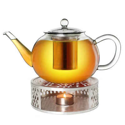 Creano Teekanne »Creano Teekanne aus Glas 1,2l + ein Stövchen aus«, (Set, 1 Teekanne, 1 Stövchen, 1 Deckel)