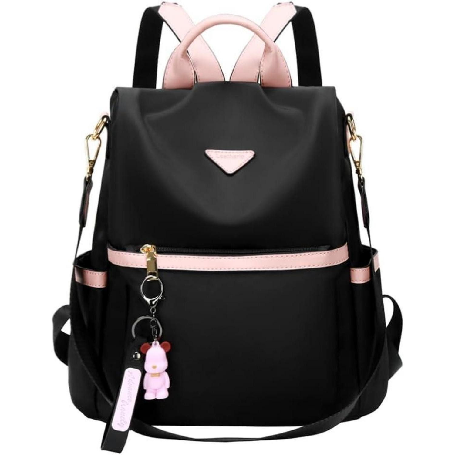 LuxusKollektion Cityrucksack Damen Rucksack klein Schwarz Nylon Diebstahlschutz Schultertasche 28 x