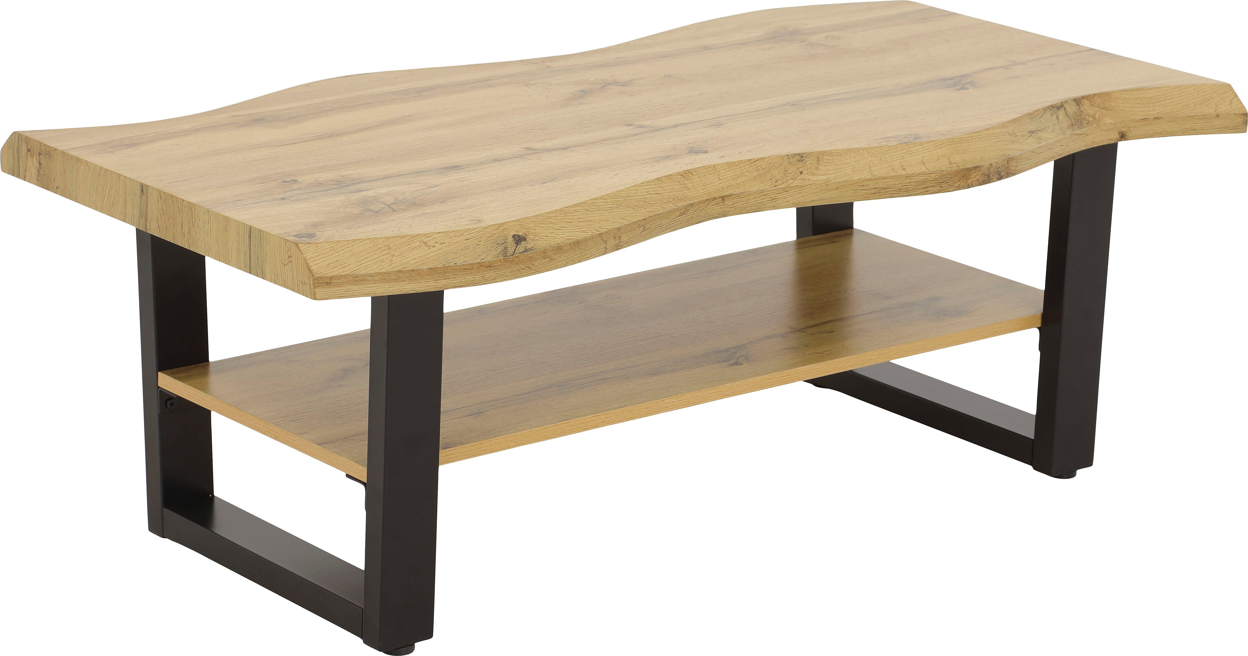 HELA Couchtisch GABRIEL, Ablageboden, Baumkantenoptik, U-Gestell günstig online kaufen