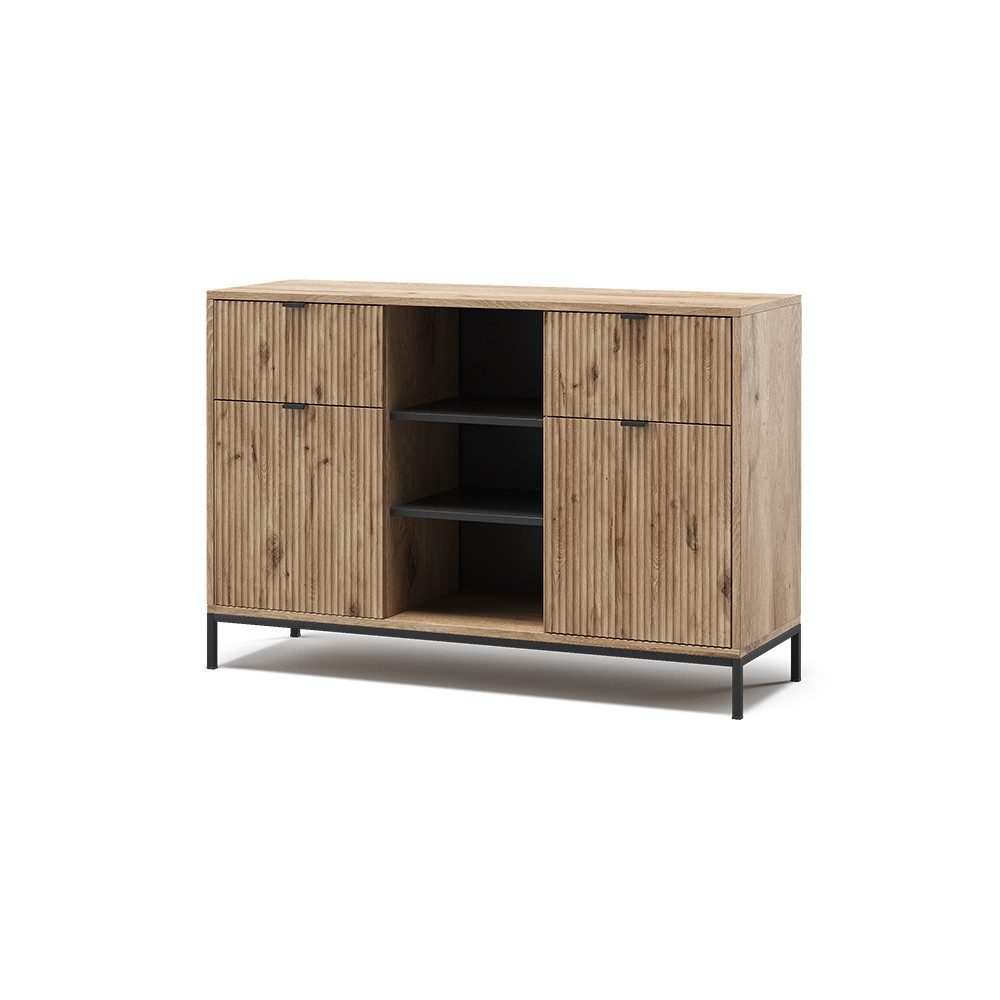 Kommode Eliza, Viking Oak, 120 x 81.2 cm mit 2 Schubladen und 2 Türen
