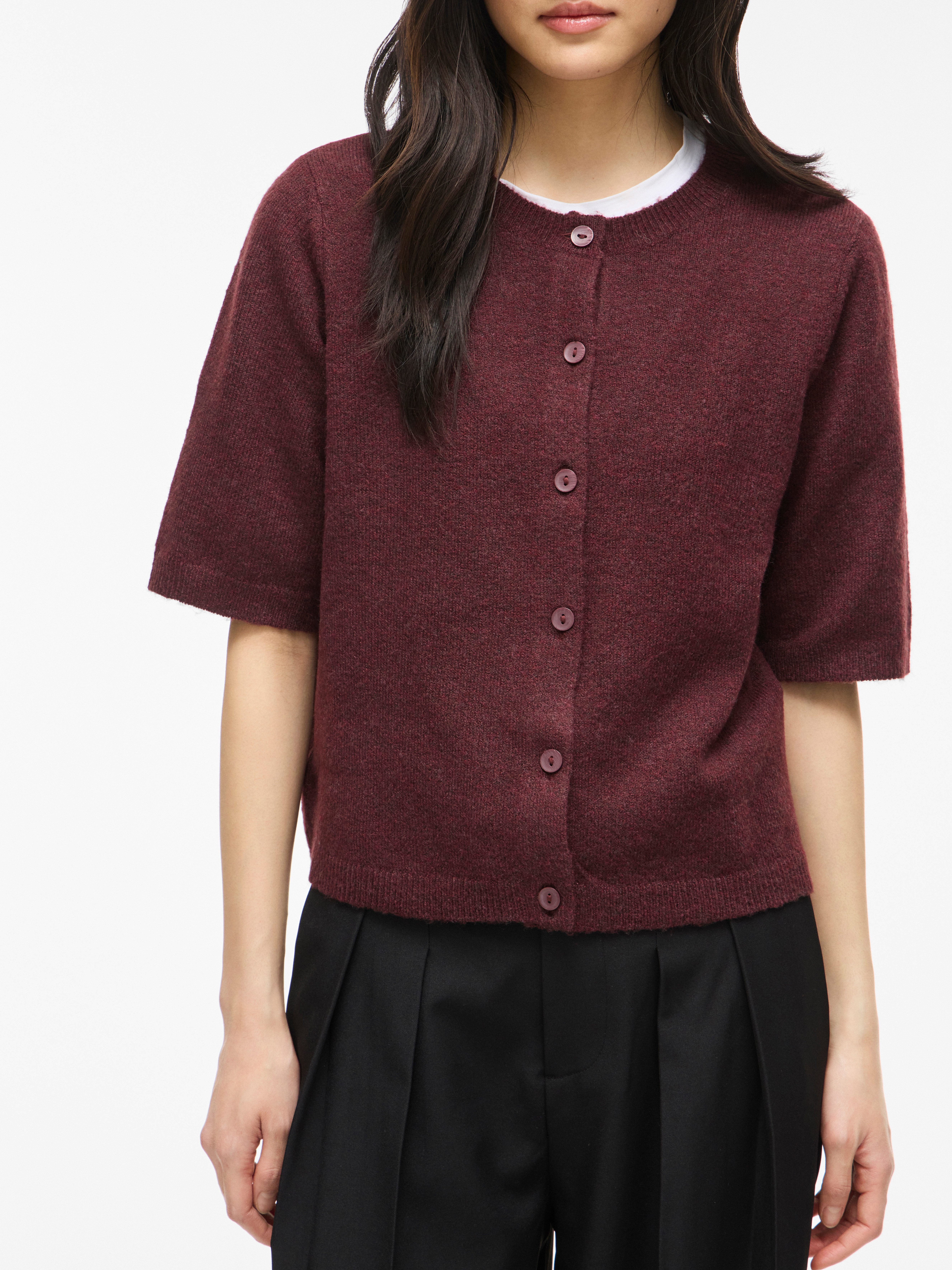 Vila Strickjacke VILIGA 2/4 O-NECK KNIT CARDIGAN - NOOS Materialmix, regular fit