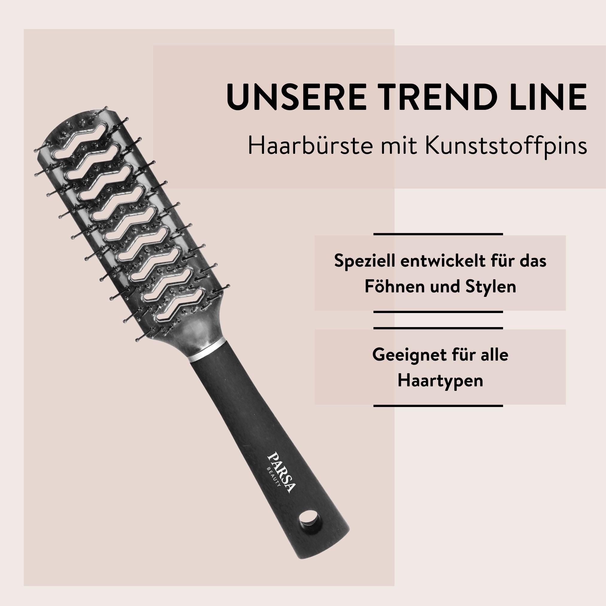 PARSA Beauty Haarbürste Essential Trend-Line Luftschlitz Haarbürste, zeitsparendes Föhnen in e