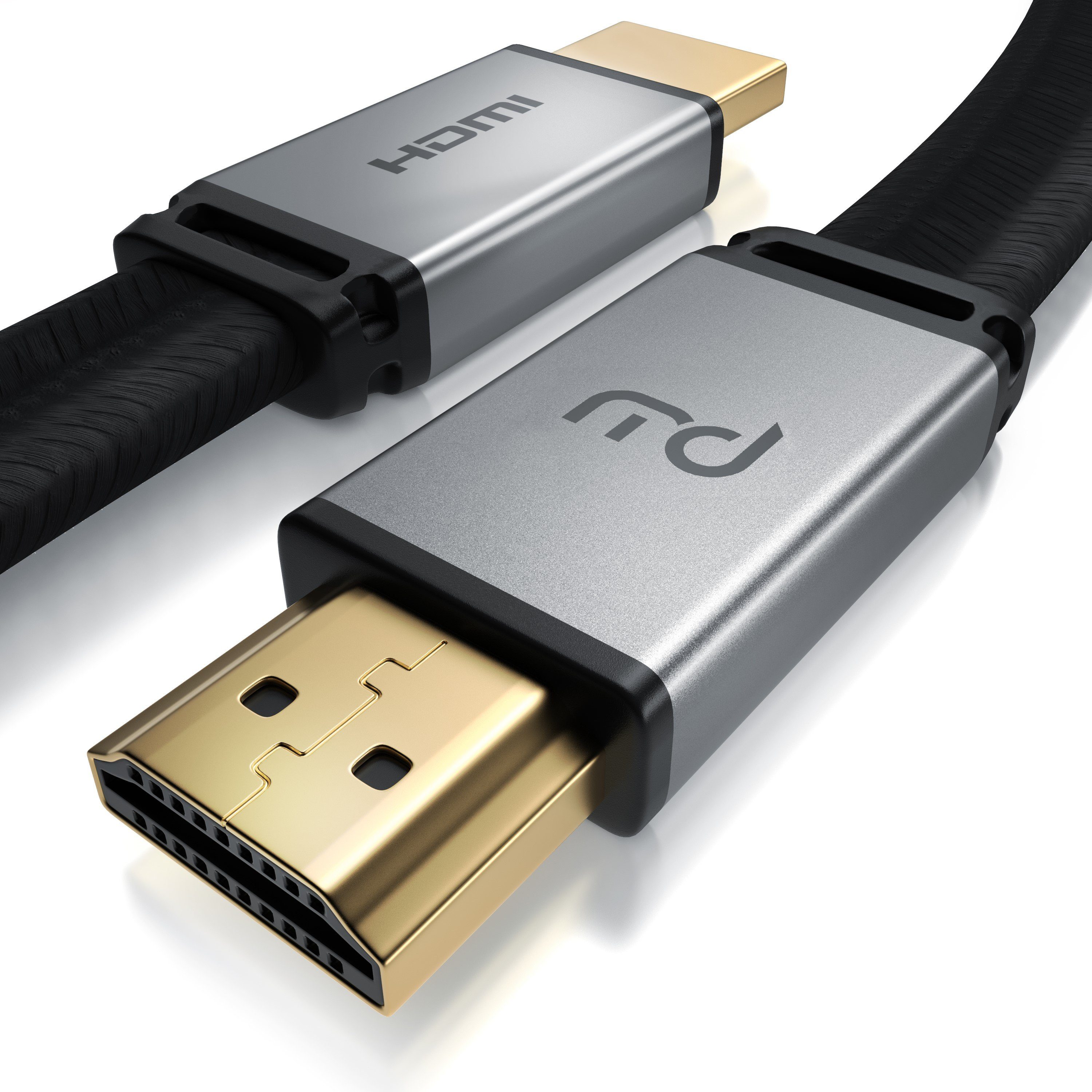 Primewire HDMI-Kabel, 2.1, HDMI Typ A (100 cm), 8K Flachbandkabel mit Gewebemantel 7680 x 4320 @ 120 Hz DSC flach - 1m