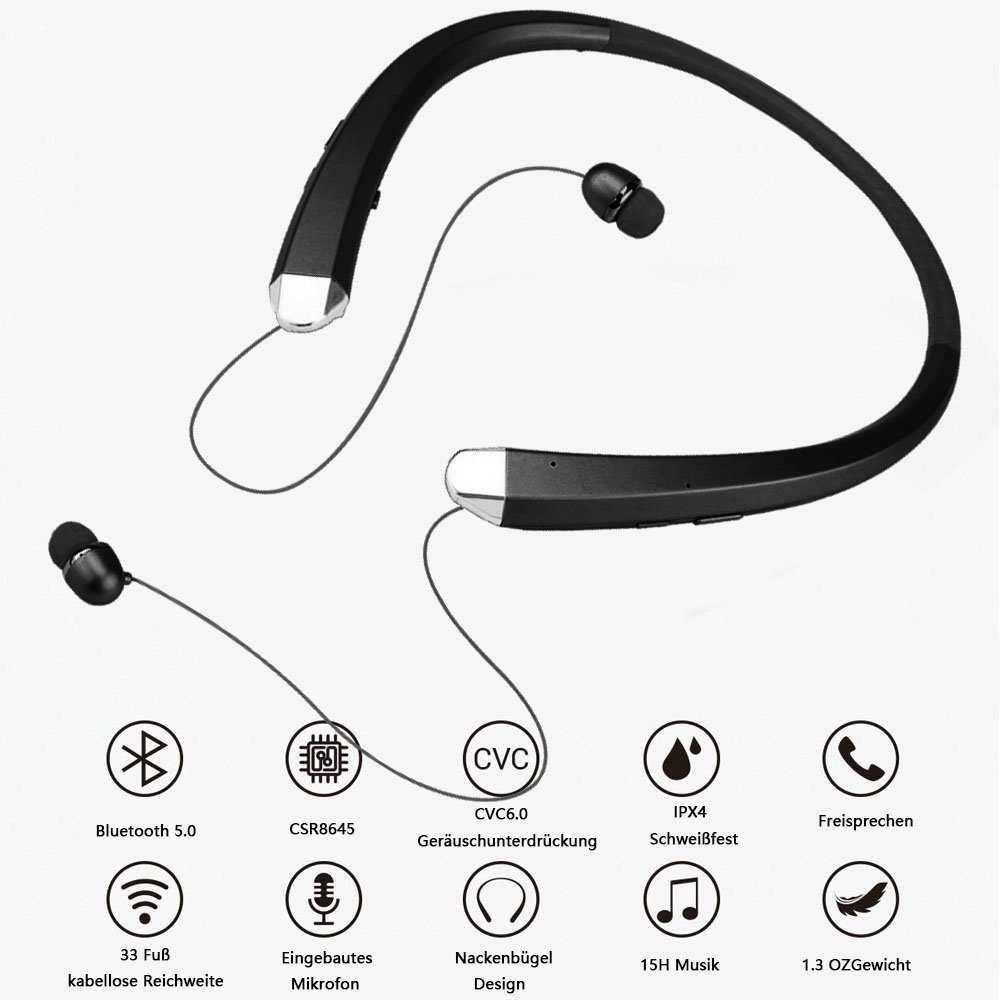 Jormftte Bluetooth-Kopfhörer,faltbares In-Ear-Kopfhörer