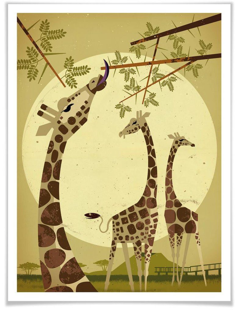 Wandposter (1 St), Poster Wall-Art Poster, Tiere Giraffes, Bild, Wandbild,