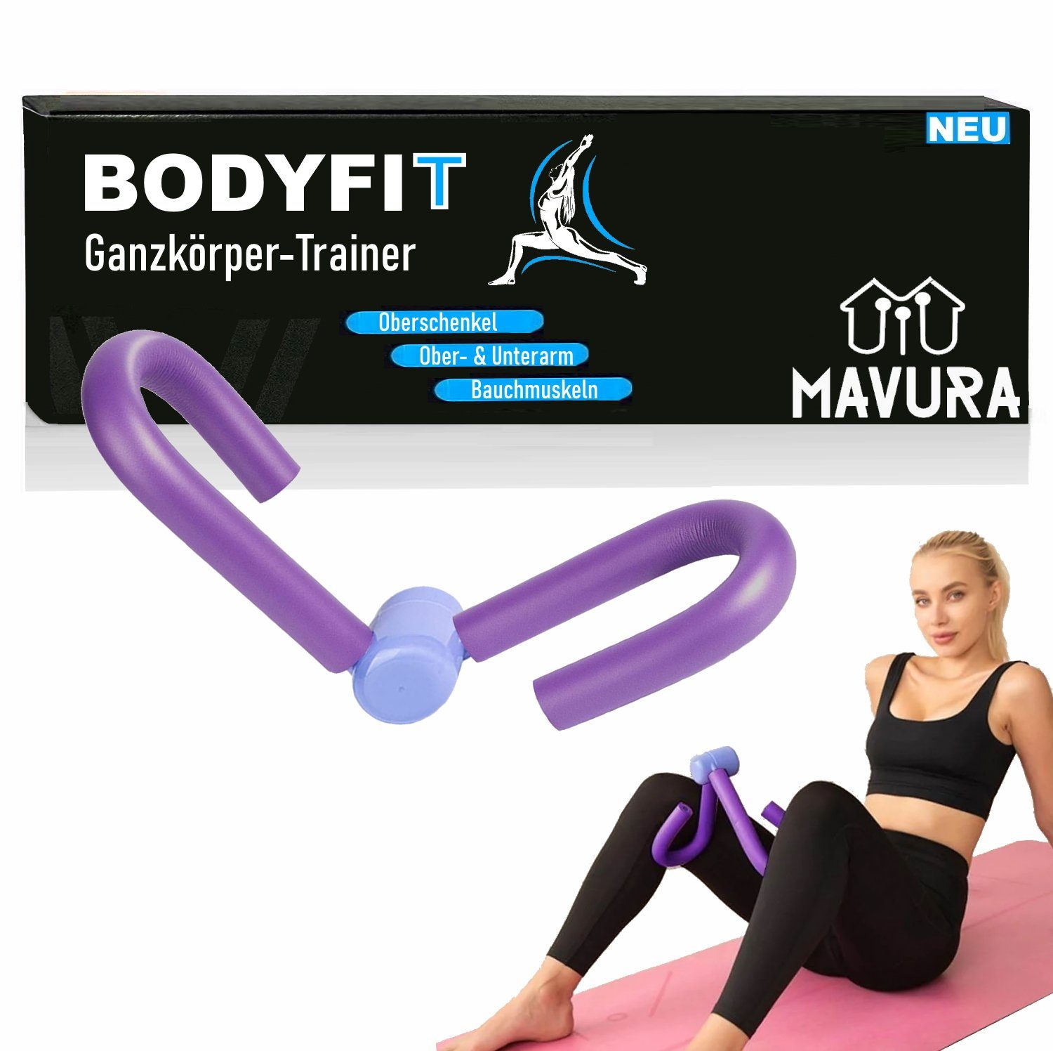 BODYFIT MAVURA Beintrainer Oberschenkeltrainer Yoga Sportgerät Fitness Armtrainer Ganzkörpertrainer Multitrainer Figurformer,