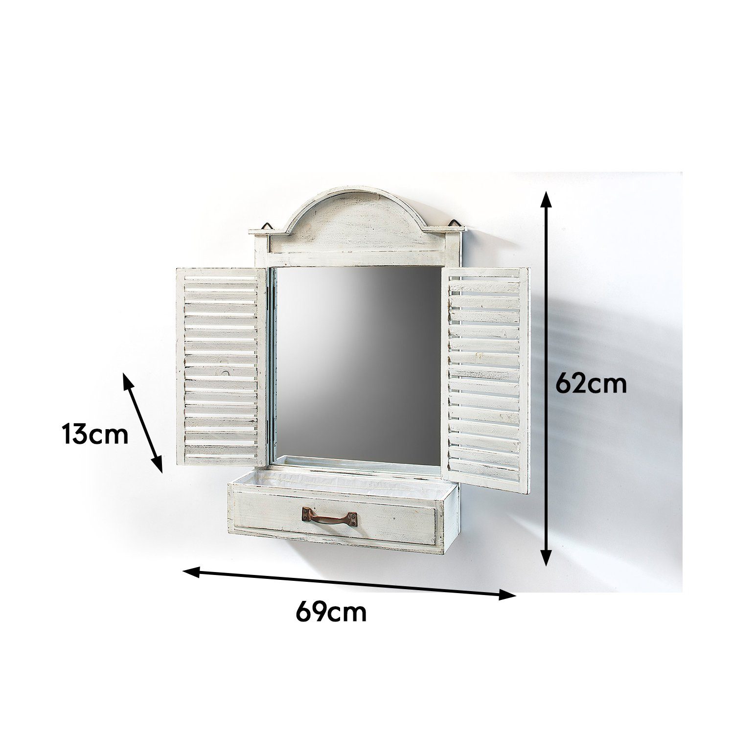 Kobolo Dekoobjekt Dekofenster mit Spiegel und Pflanzschale white (Stück, 1 günstig online kaufen