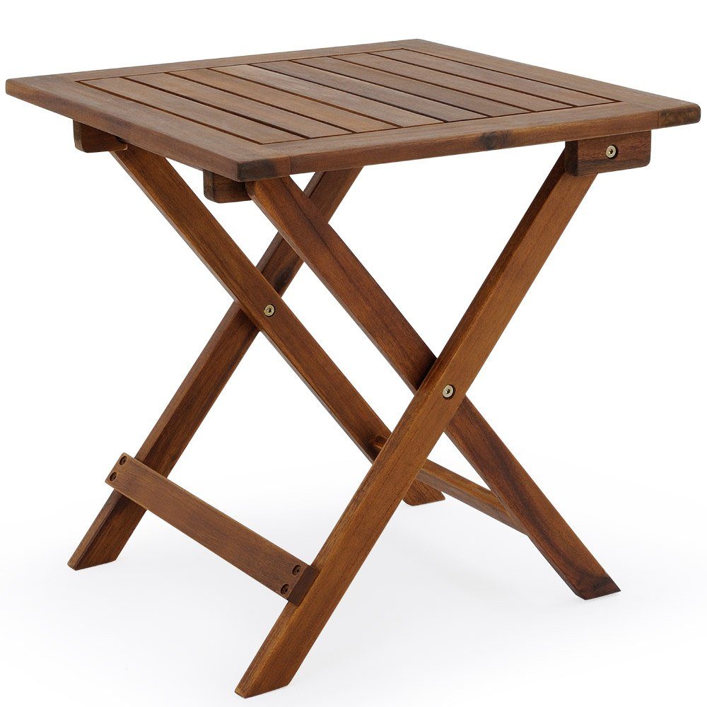 Casaria Klapptisch Blumenhocker Holztisch Klapptisch (1-St), Campingtisch Balkontisch cm Holz Gartentisch vorgeölt Klappbar Akazie 46x46 Massiv