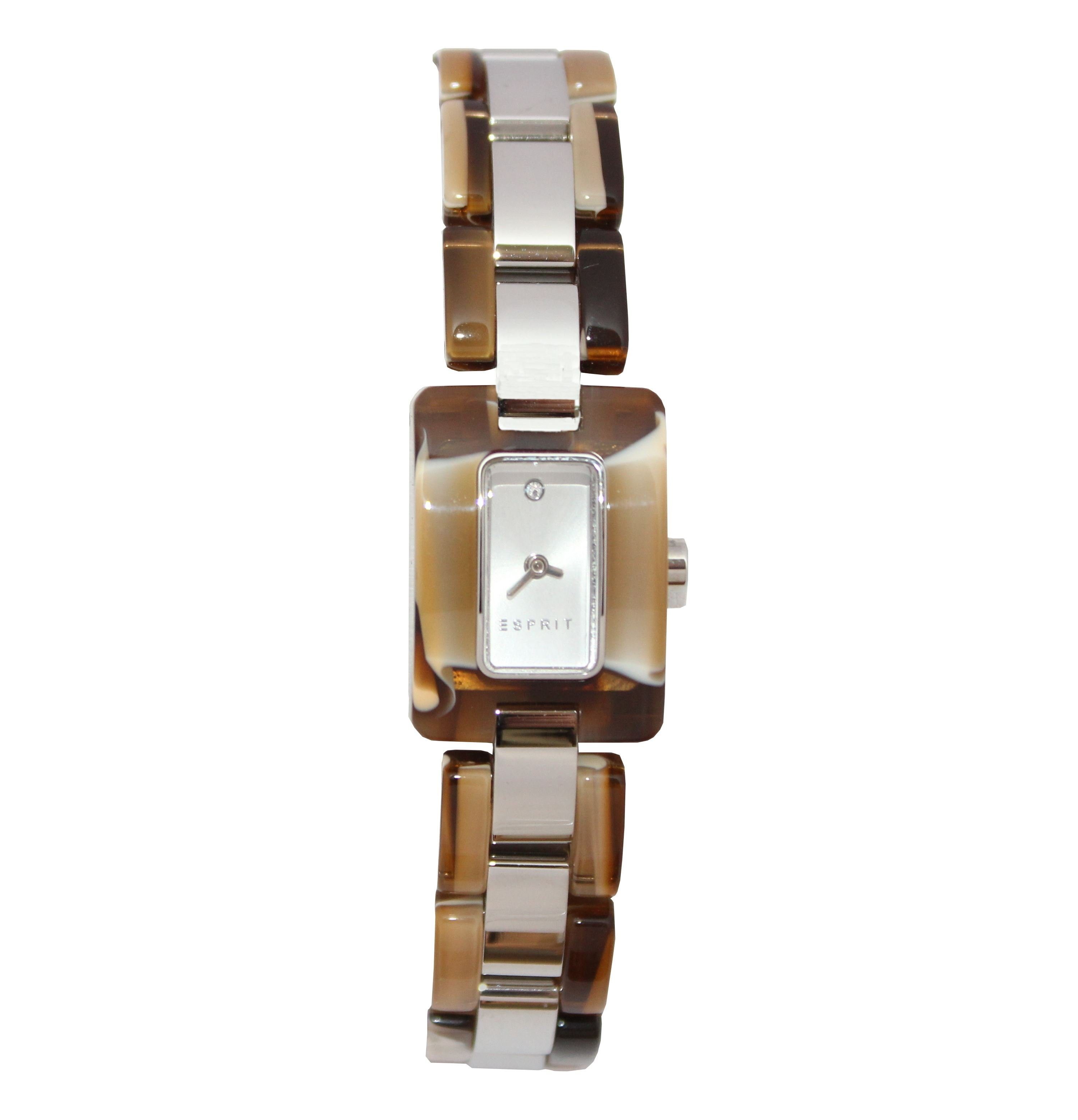 Esprit Quarzuhr Desert Tortoise Light Brown, aus Kunststoff, Edelstahlboden, Braun, Zirkonia