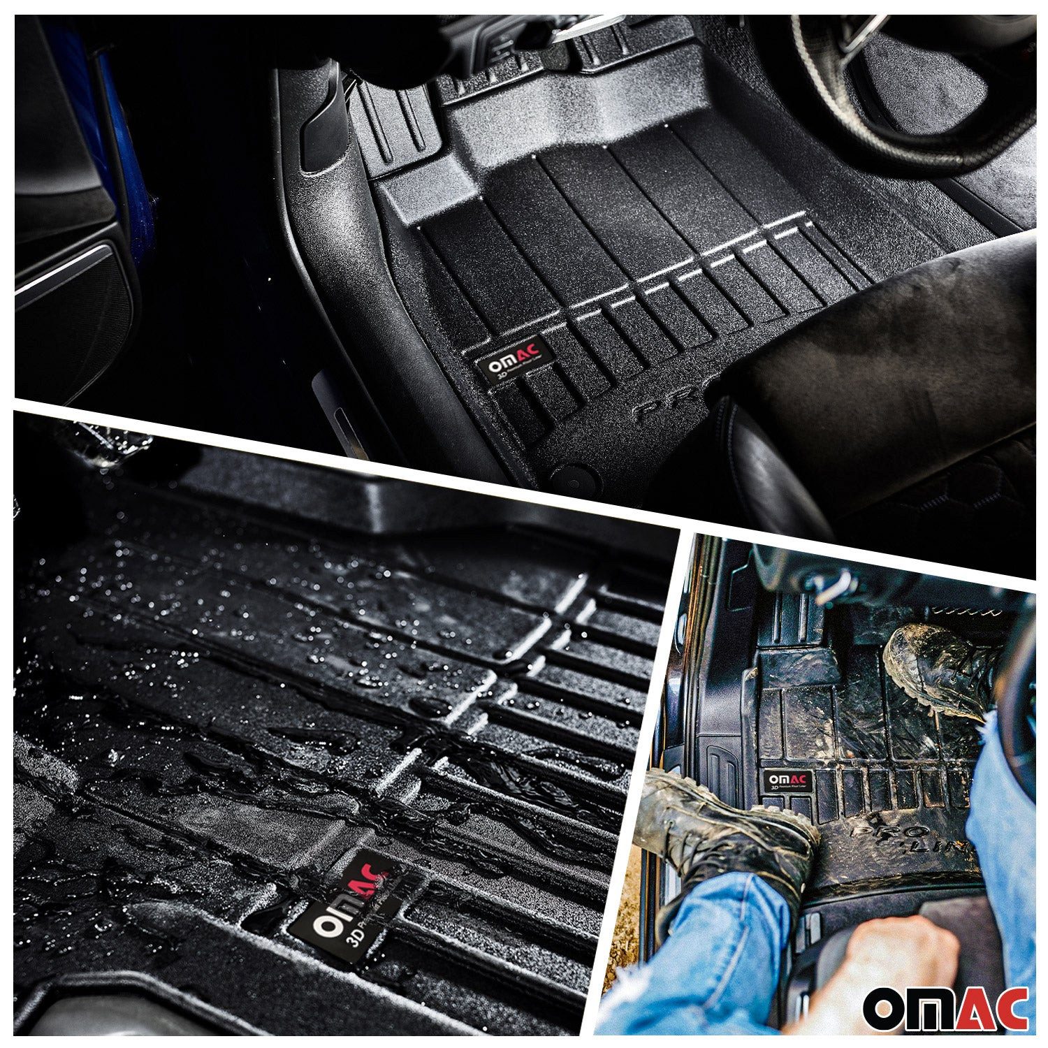 OMAC Car Floor Mats & Boot Liner Set for Audi A6 C8 Avant 2018-2025 (5 pieces), for Audi A6 C8 4A Avant Allroad 2018-2025, Easy Installation, Anti-slip, Easy to Clean