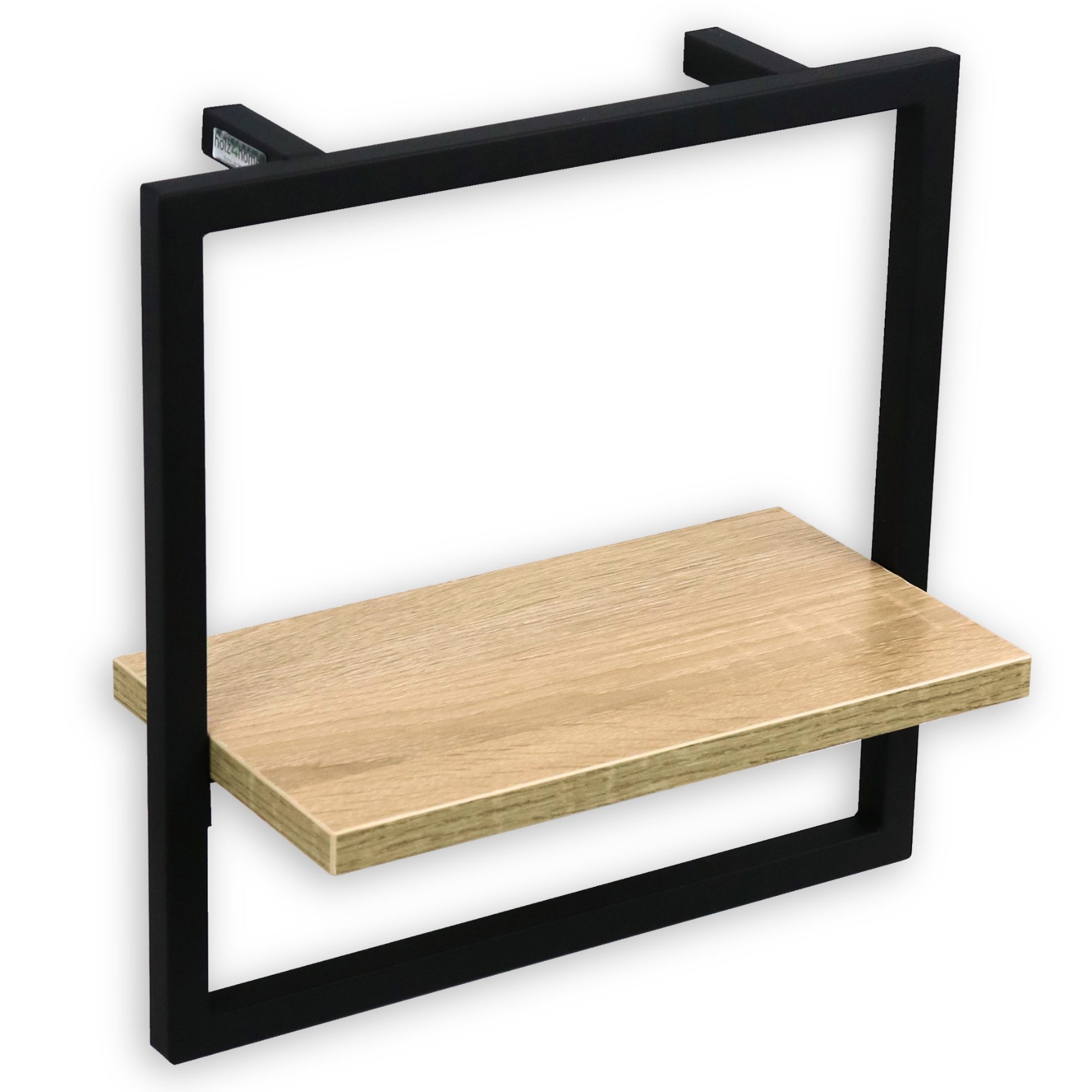 Wandregal MDF Sonoma mit Metallrahmen Schwarz I Schweberegal Industrial Flair