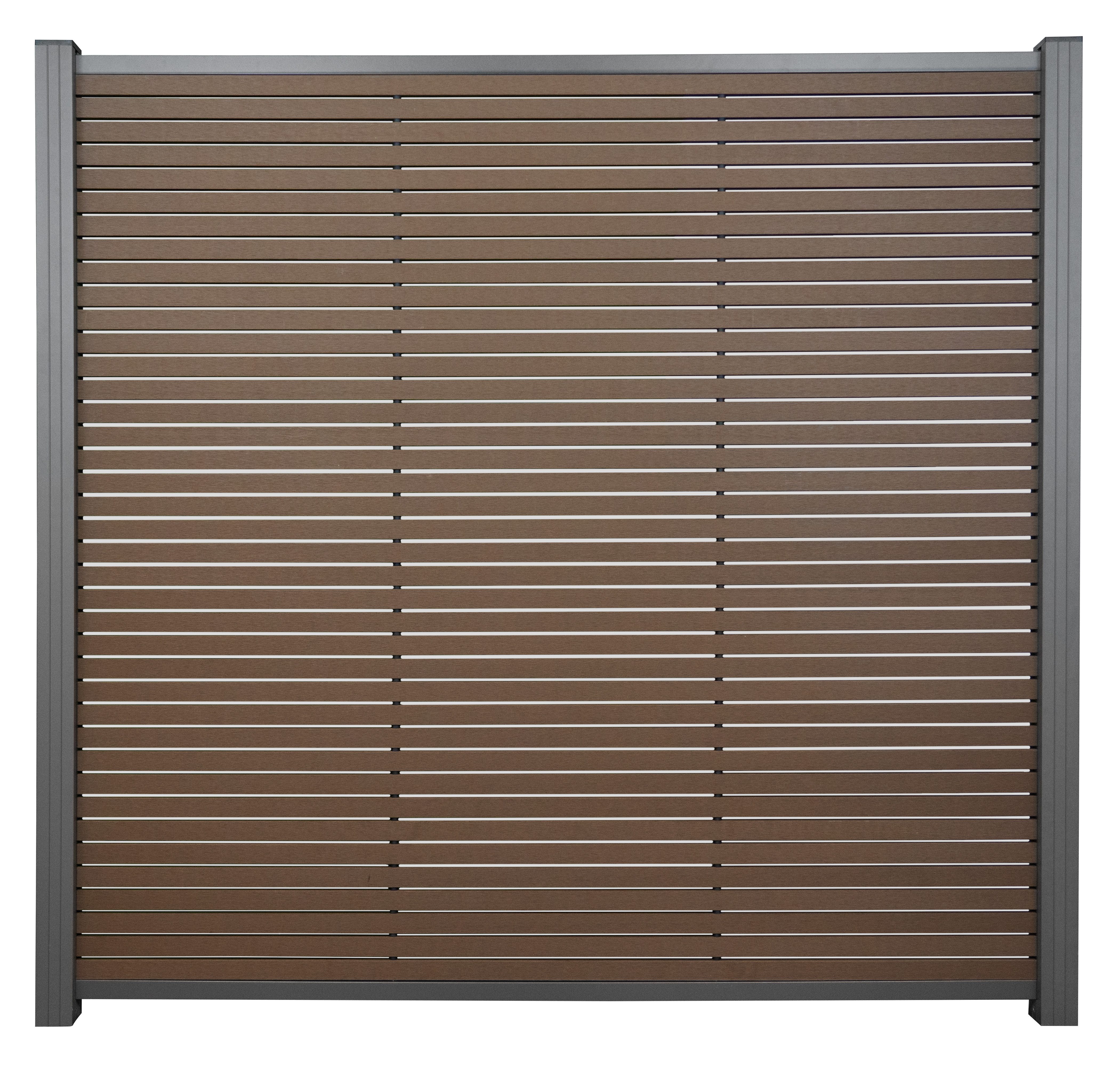 GartenLand Zaun WPC Steckzaunsystem Air Gap ca. 180x180 cm, (Set, Ohne Pfosten), Schokobraun / Alu Anthrazit