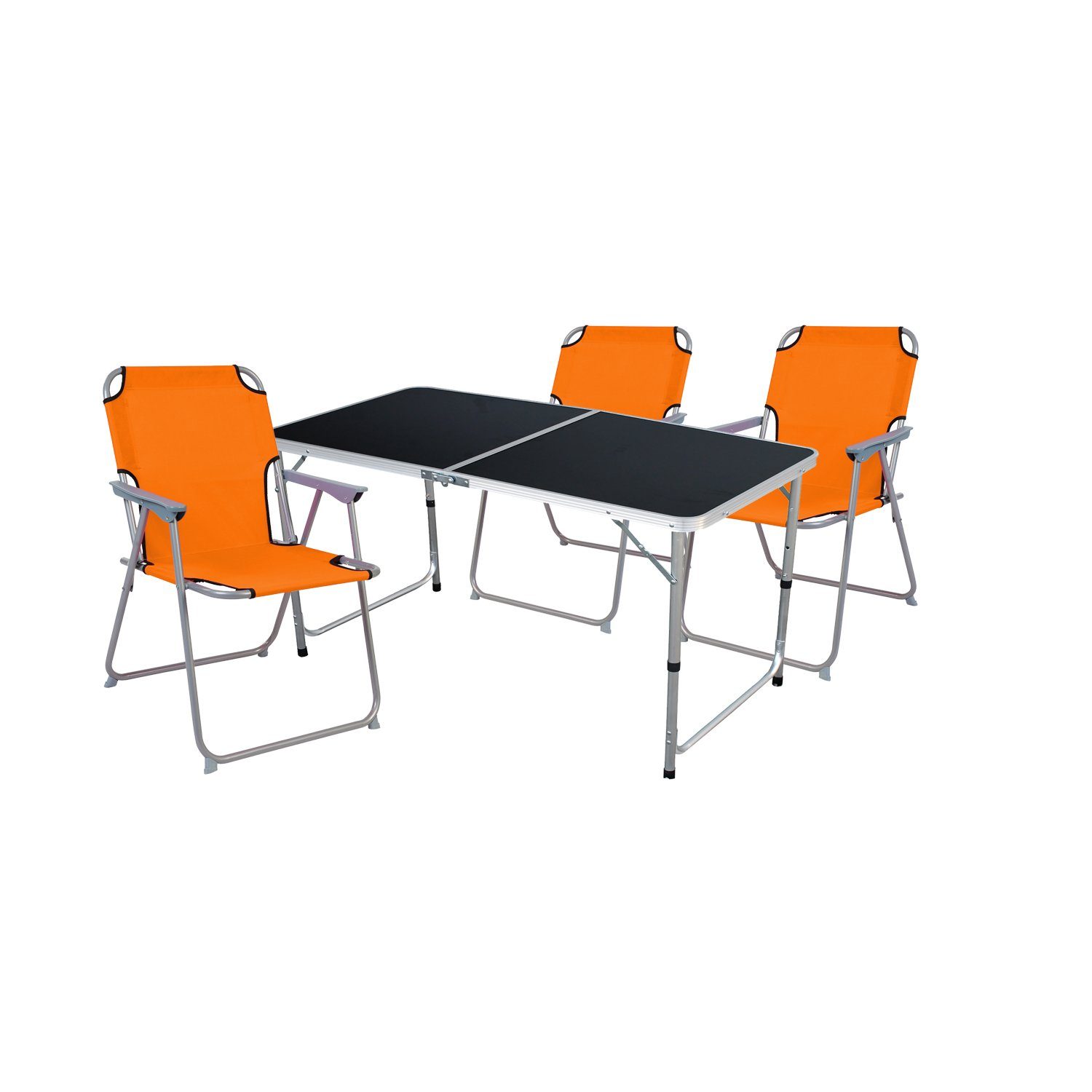 Black orange 120x60x58/70cm Campingmöbel Alu Mojawo Essgruppe 4-teiliges Set