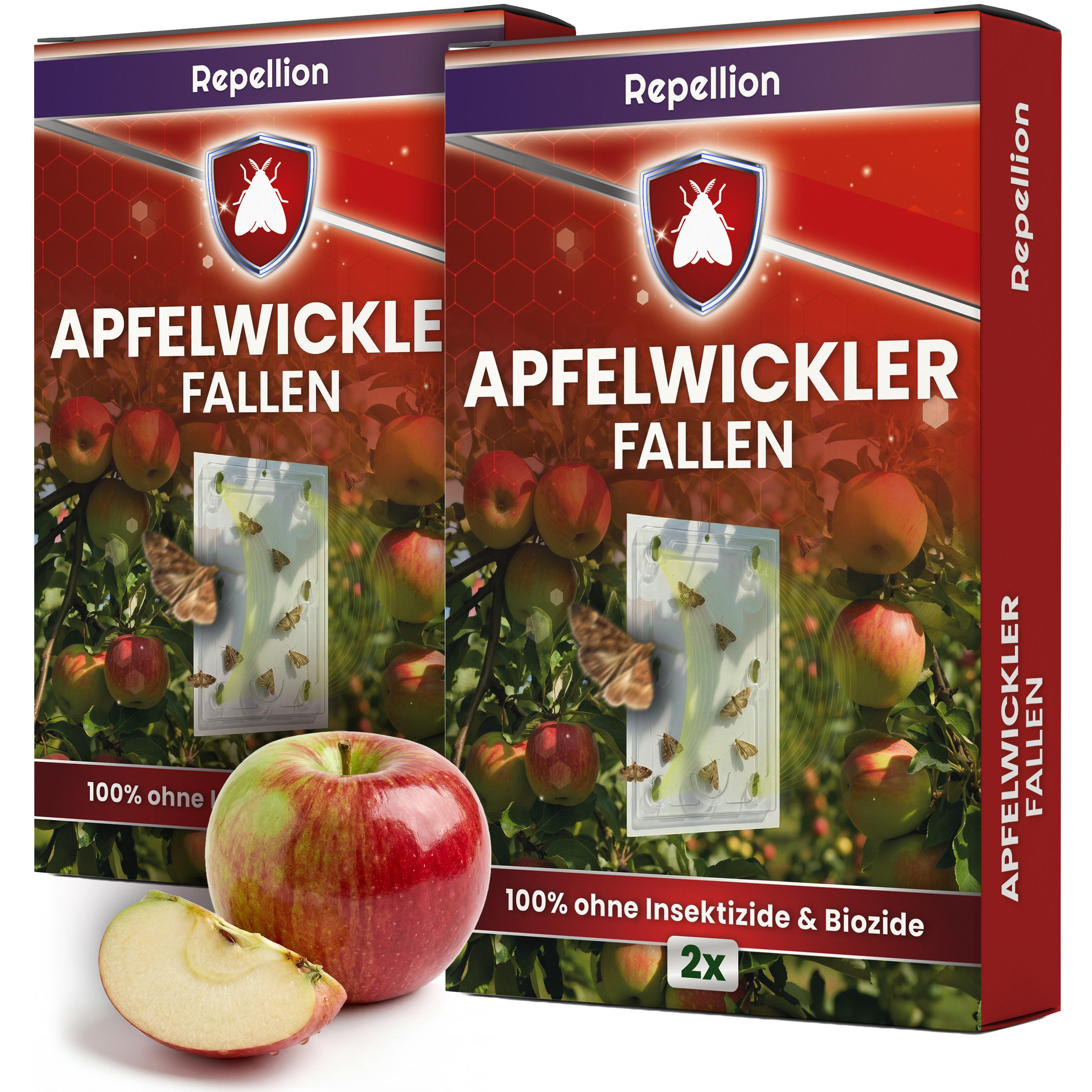 Repellion Klebefalle Apfelwickler Pheromonfalle für Obstbäume, Giftfreier Mottenschutz für den Apfelbaum – Inkl. Lockstoff